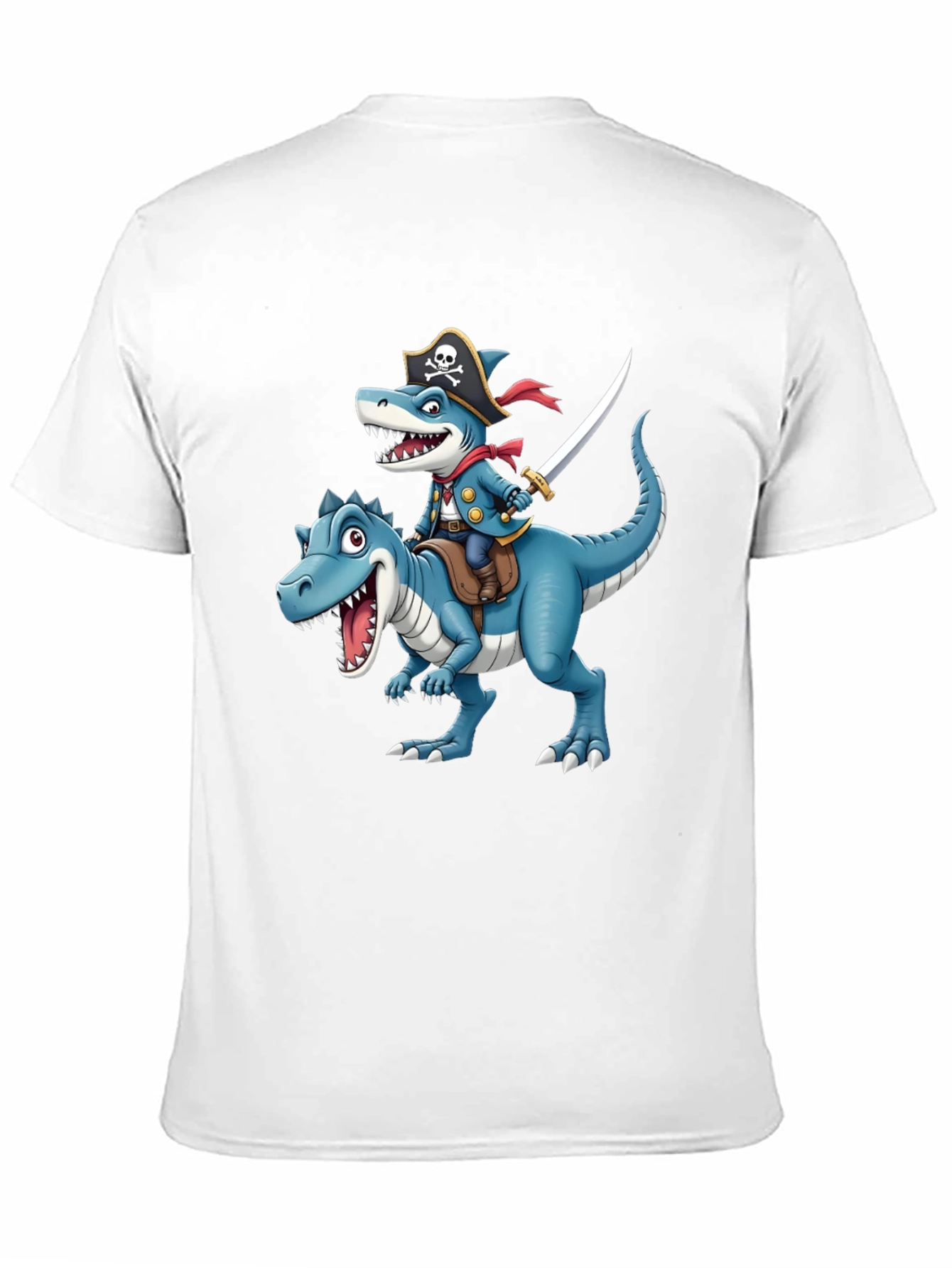 Pirate Shark Riding Dino Graphic Tee