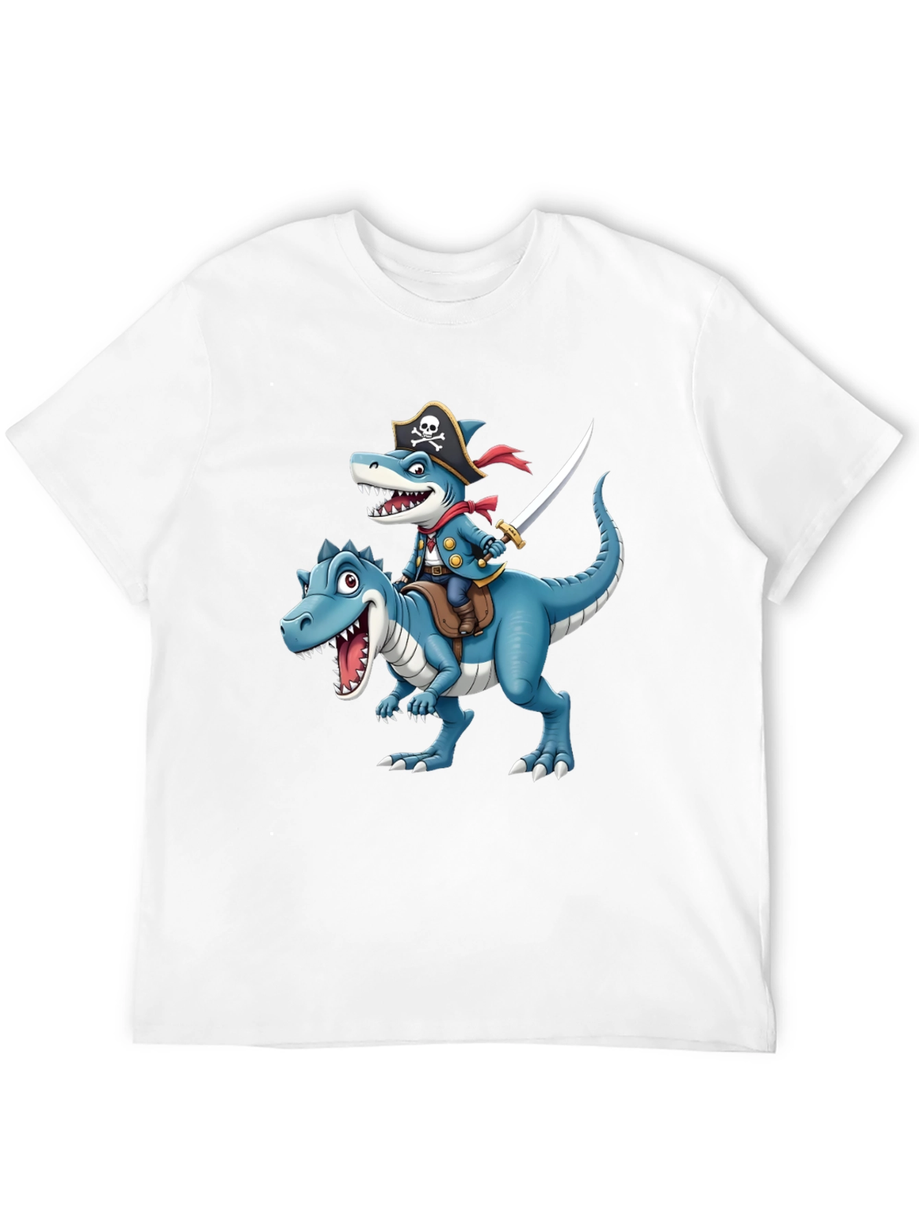 Pirate Shark Riding Dino Graphic Tee