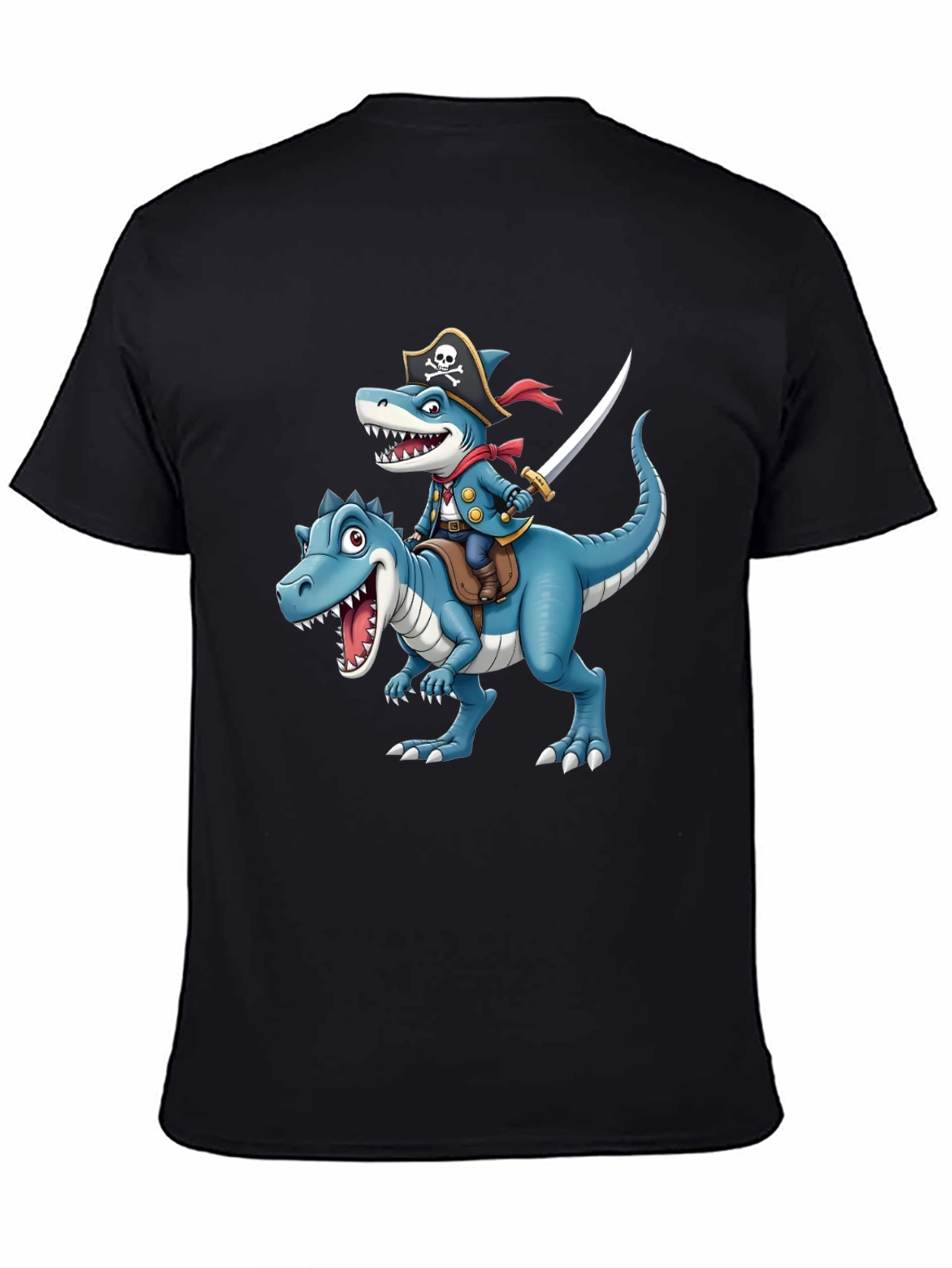 Pirate Shark Riding Dino Graphic Tee