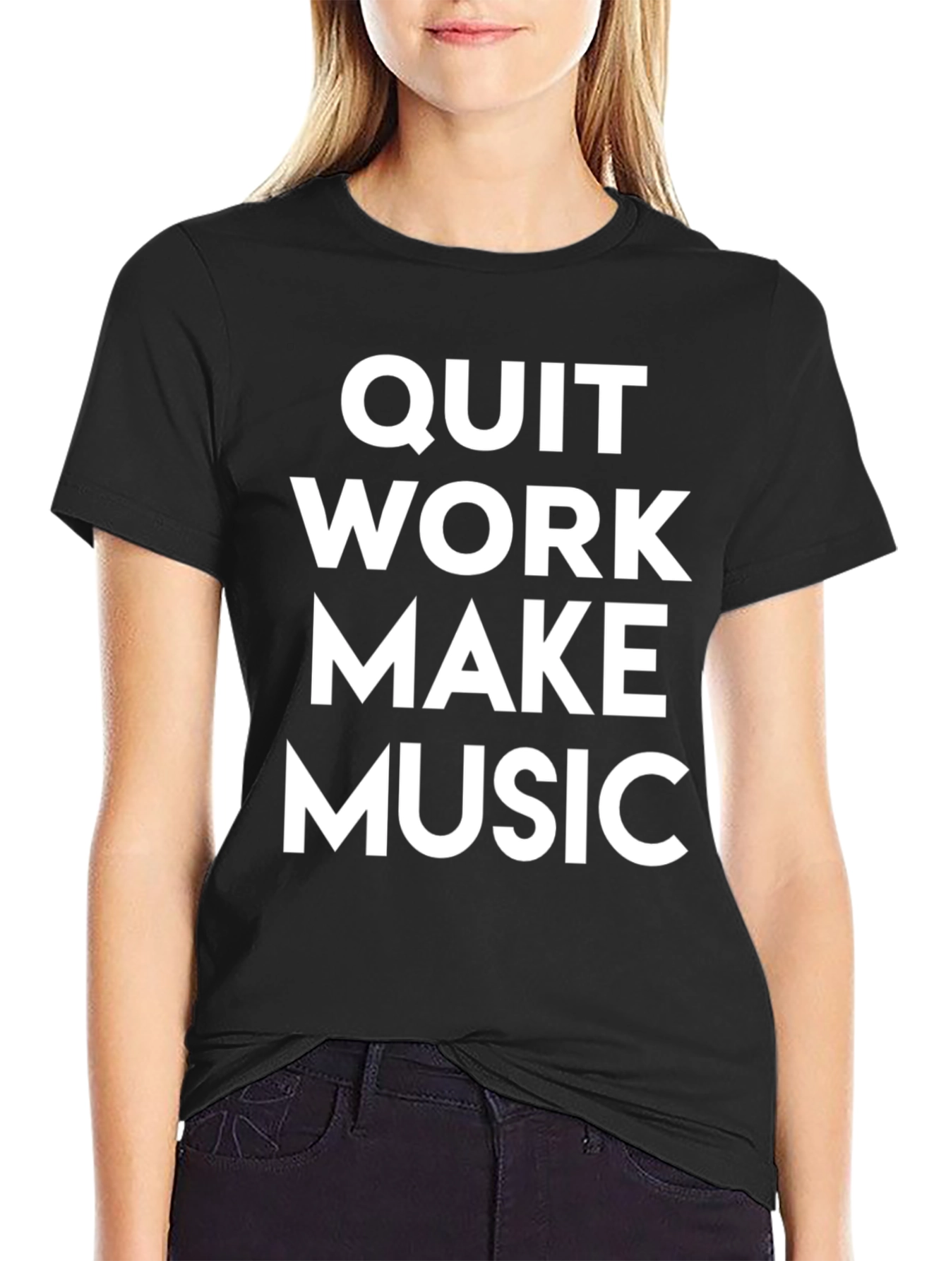 Quit Work Make Music Black T-Shirt