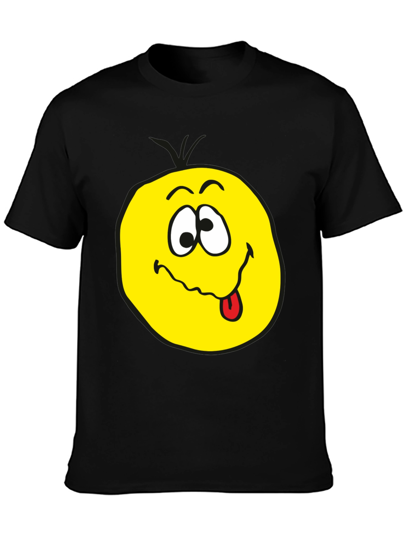 Funny Face Black T-Shirt Smiling Tongue Emoji