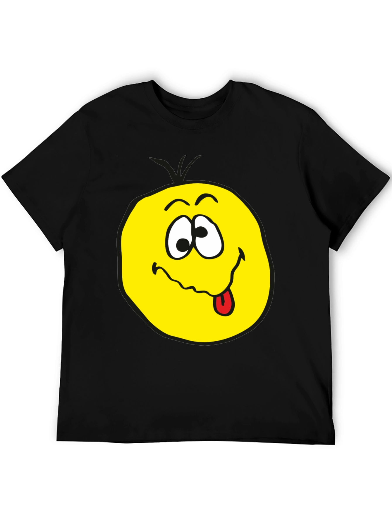 Funny Face Black T-Shirt Smiling Tongue Emoji