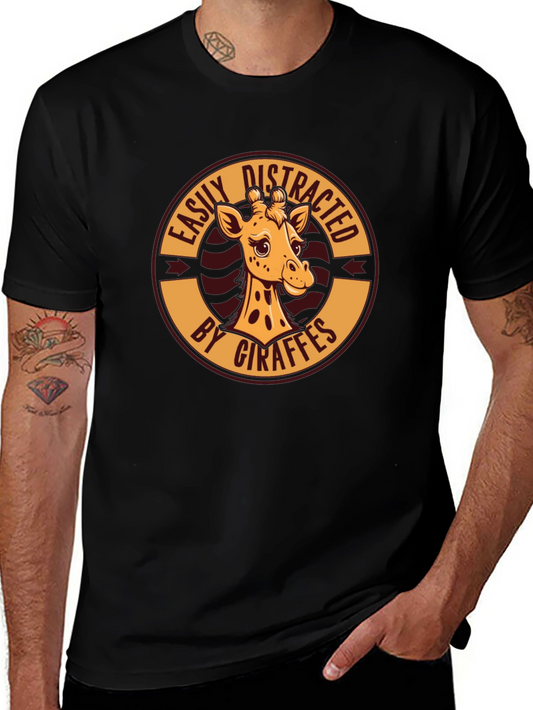Easily Distracted By Giraffes Black T-Shirt