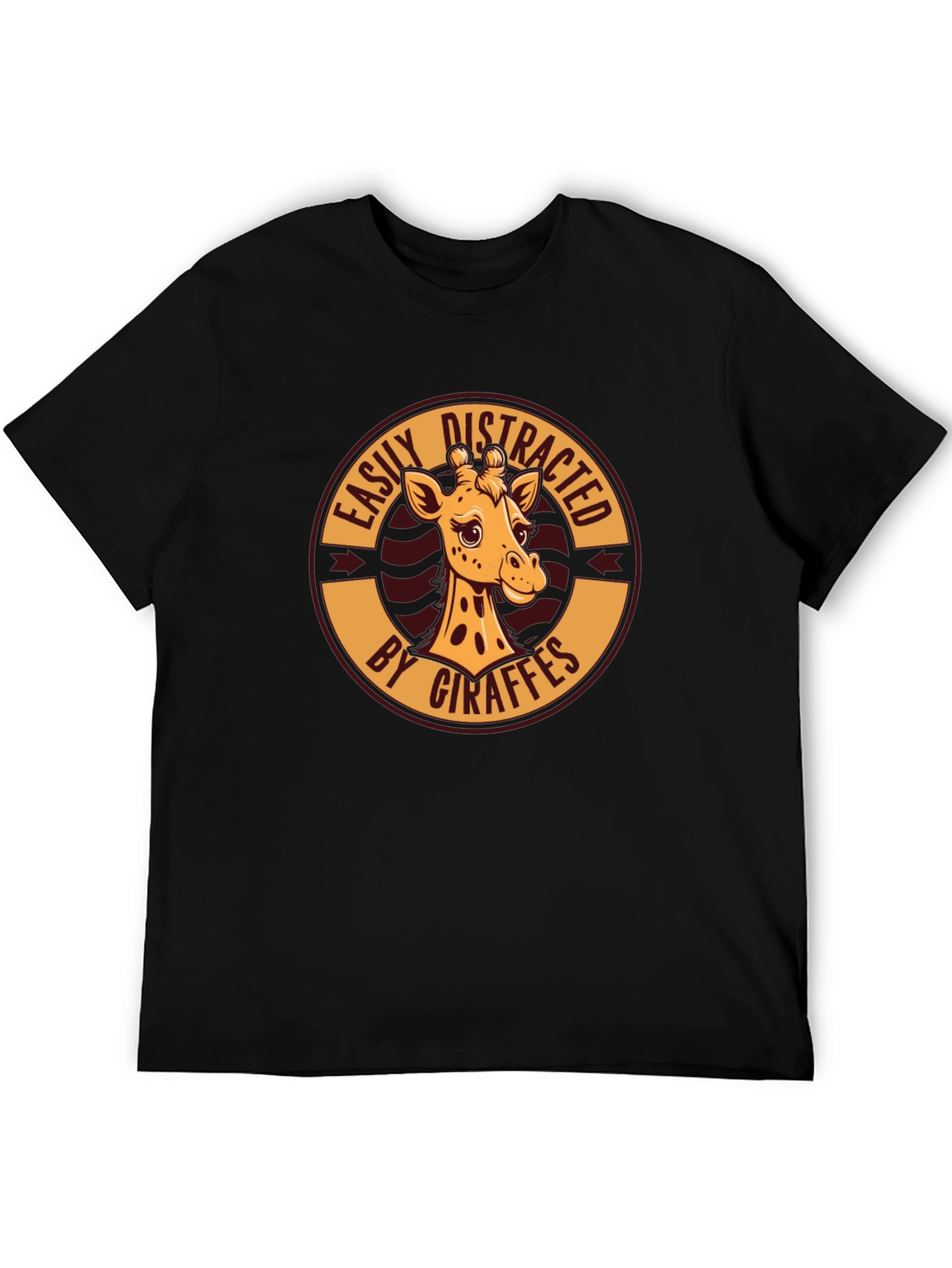 Easily Distracted By Giraffes Black T-Shirt
