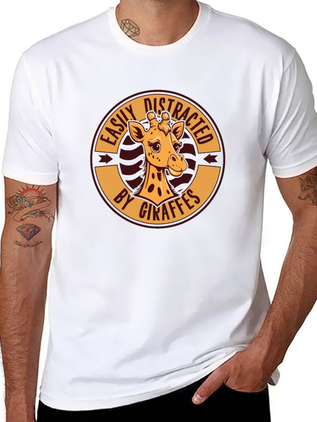 Easily Distracted By Giraffes Black T-Shirt