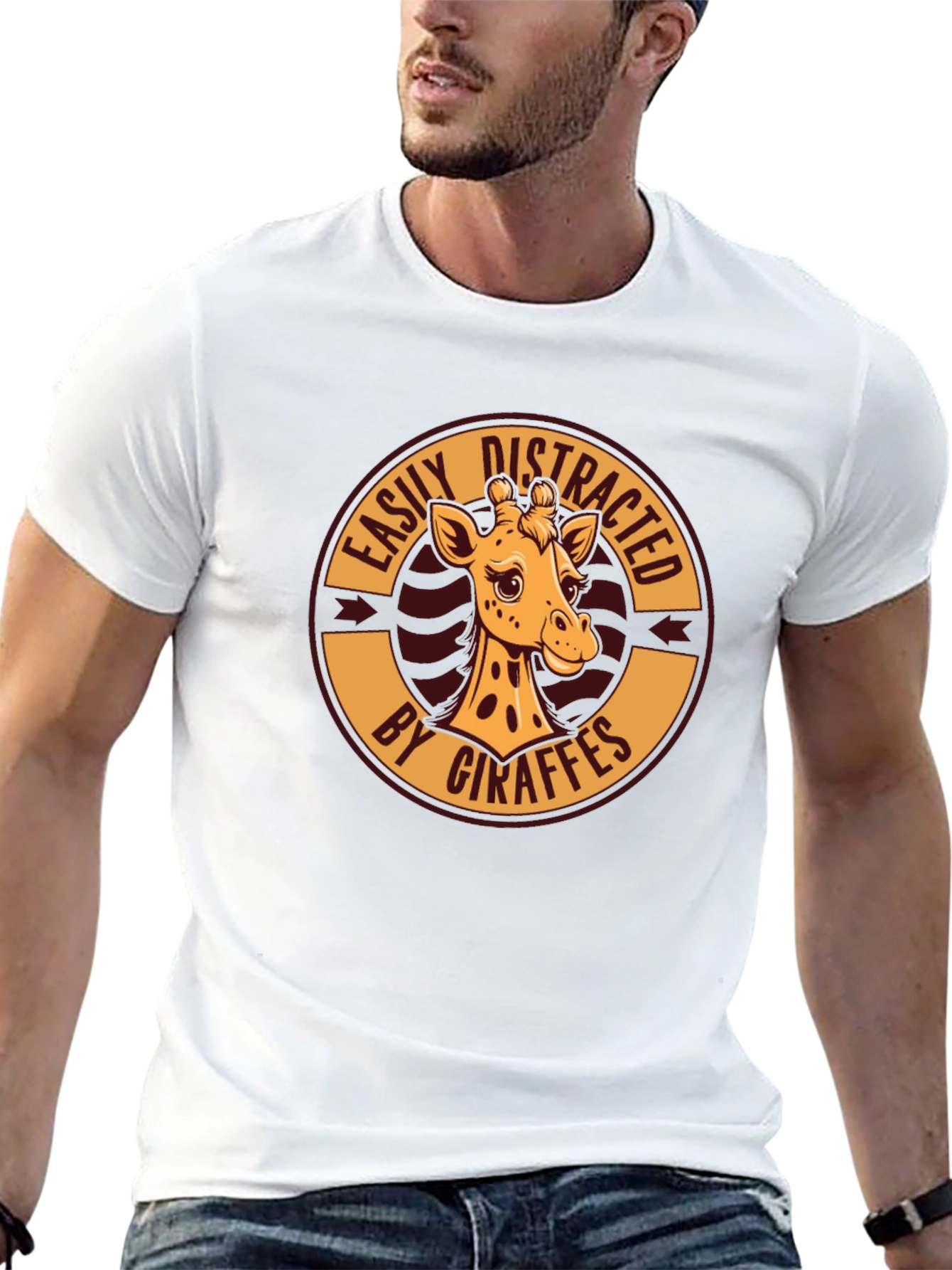 Easily Distracted By Giraffes Black T-Shirt