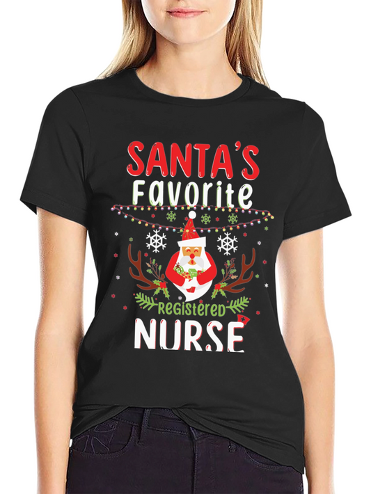 Santas Favorite Registered Nurse Christmas T-Shirt