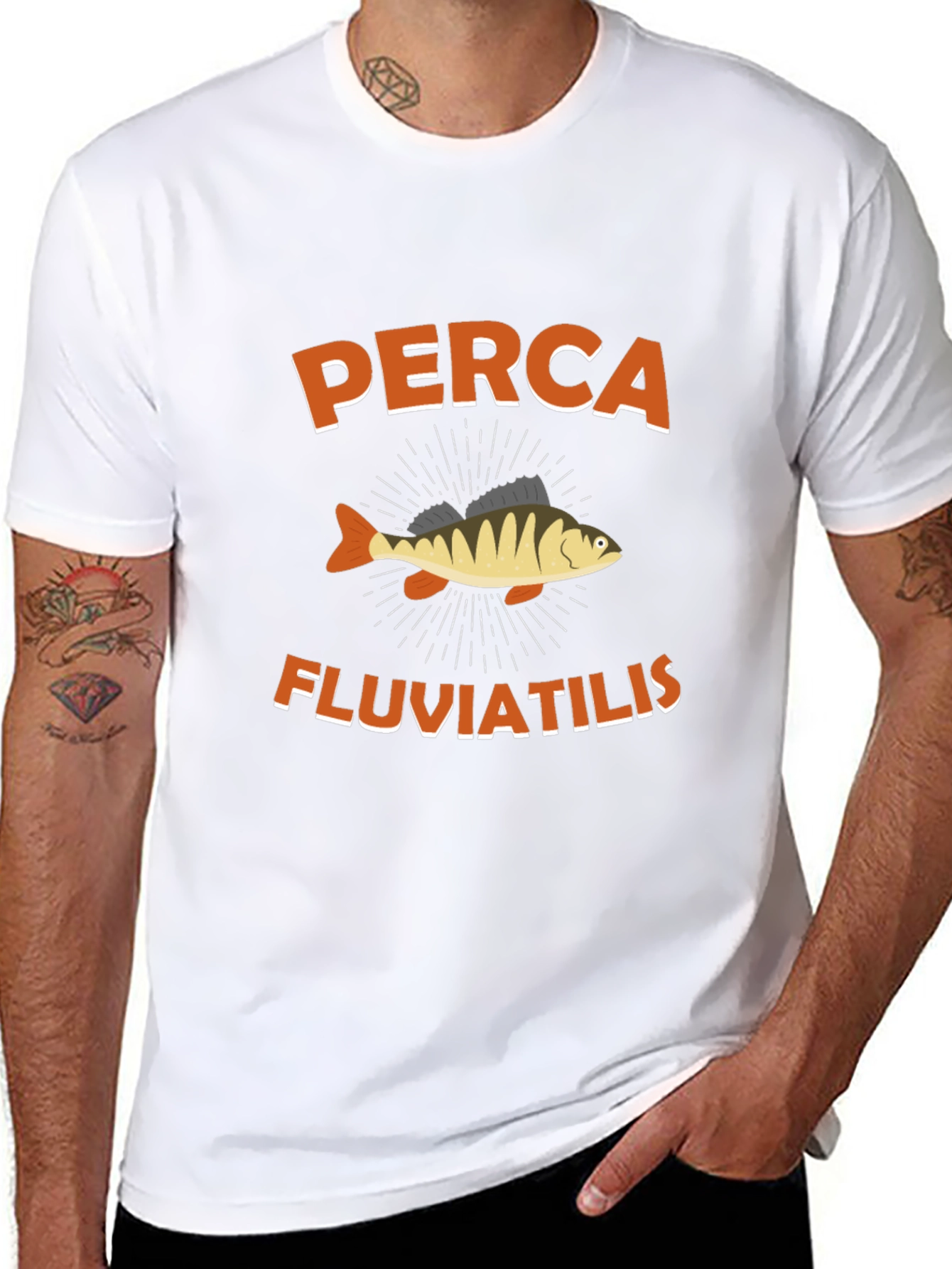 Perch Fish Graphic Tee - Black Cotton T-Shirt