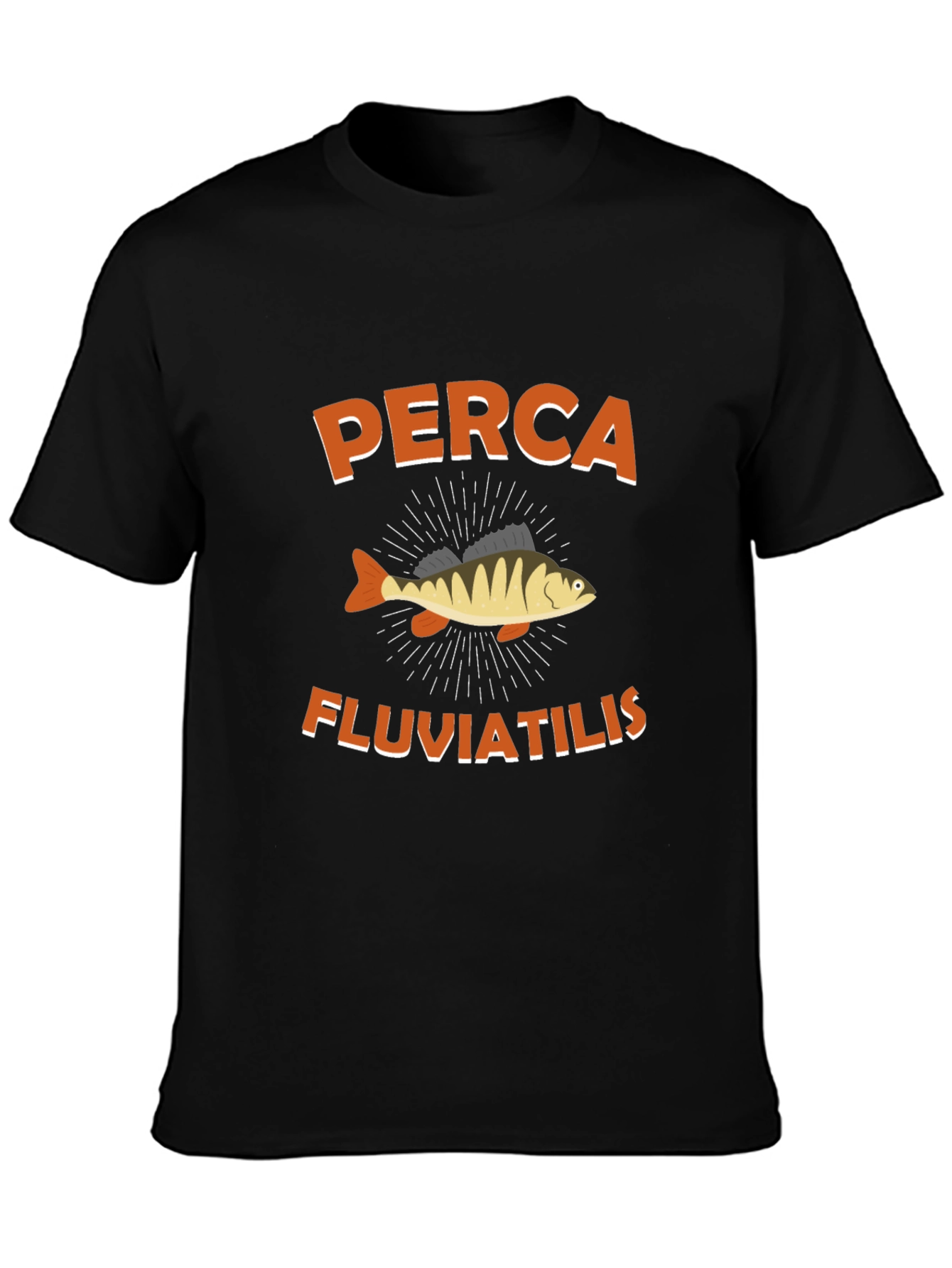 Perch Fish Graphic Tee - Black Cotton T-Shirt