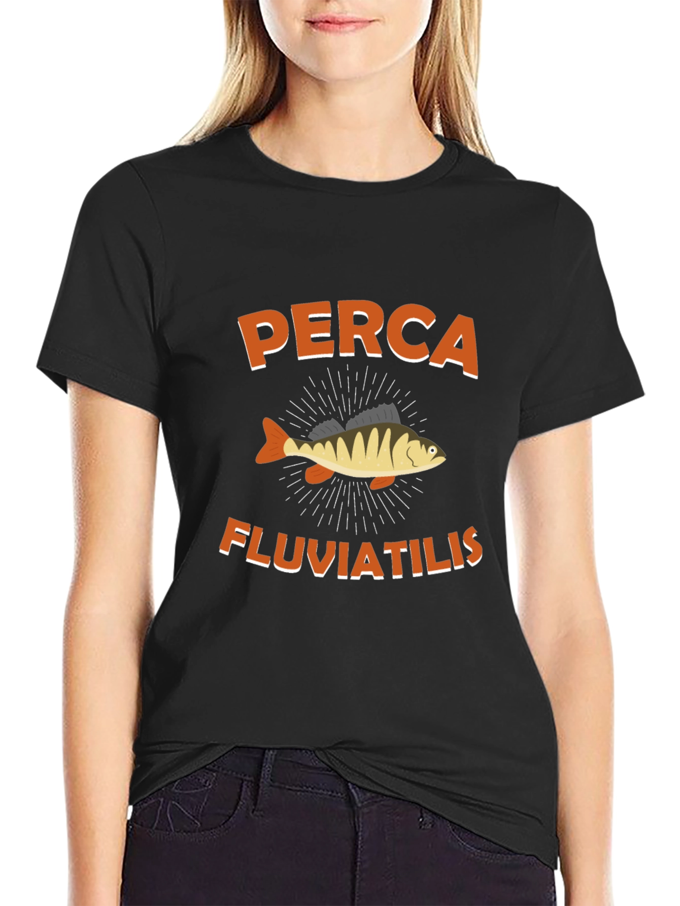 Perch Fish Graphic Tee - Black Cotton T-Shirt