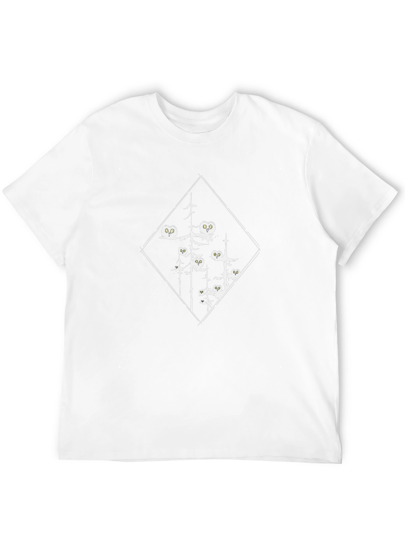 Mens Black Owl Forest Graphic Tee