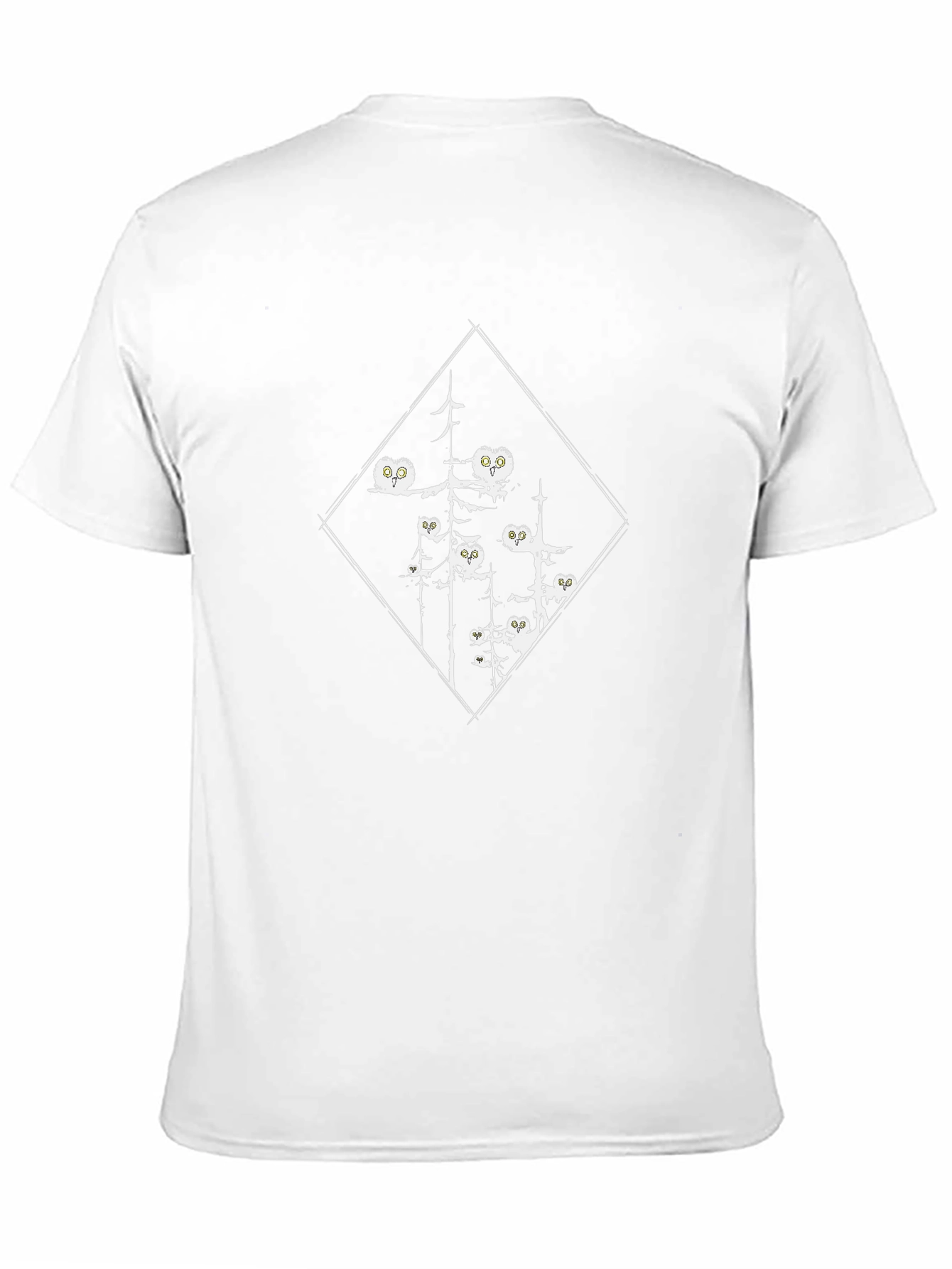 Mens Black Owl Forest Graphic Tee