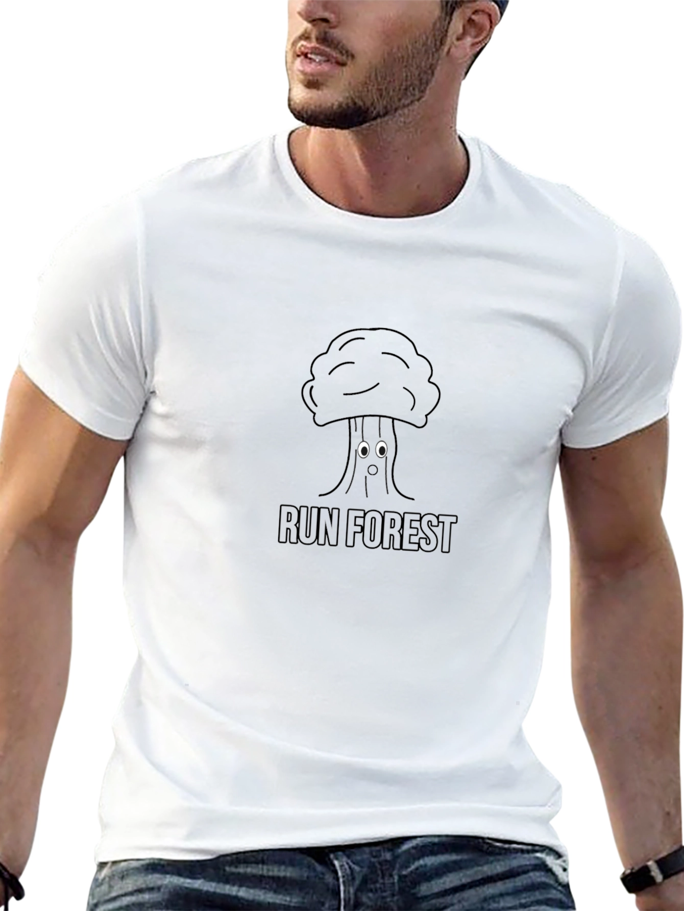 Run Forest Funny Tree Graphic T-Shirt