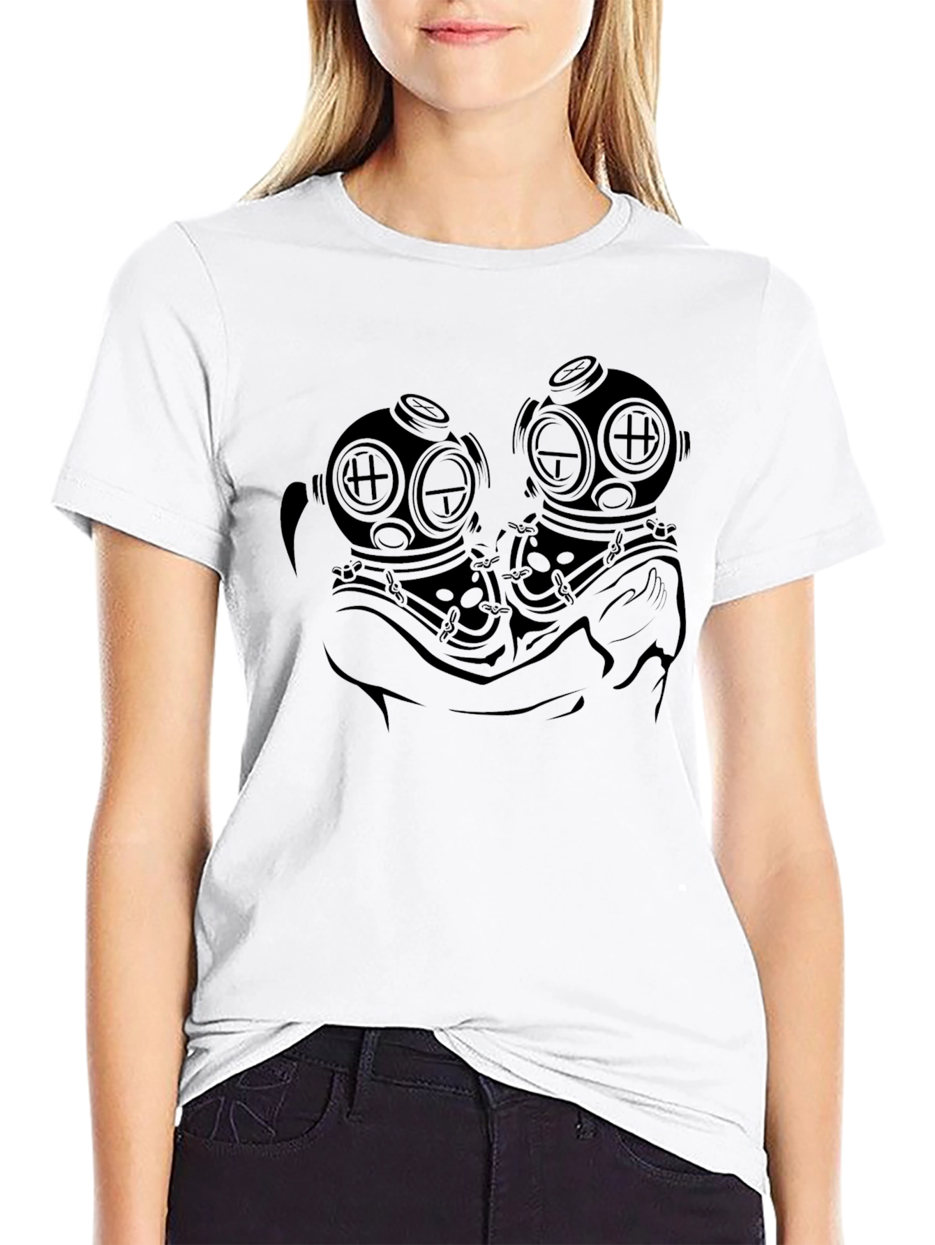 Deep Sea Diver Helmet Graphic Black T-Shirt