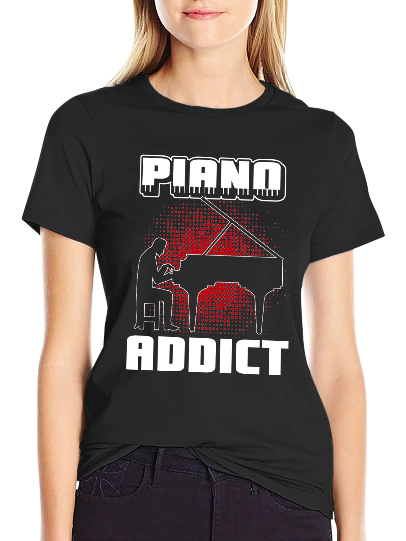 Piano Addict Graphic T-Shirt - Musician Gift