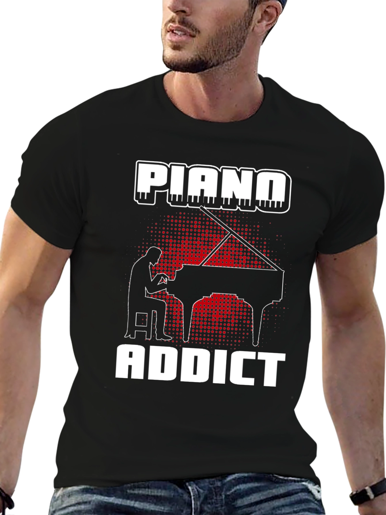 Piano Addict Graphic T-Shirt - Musician Gift