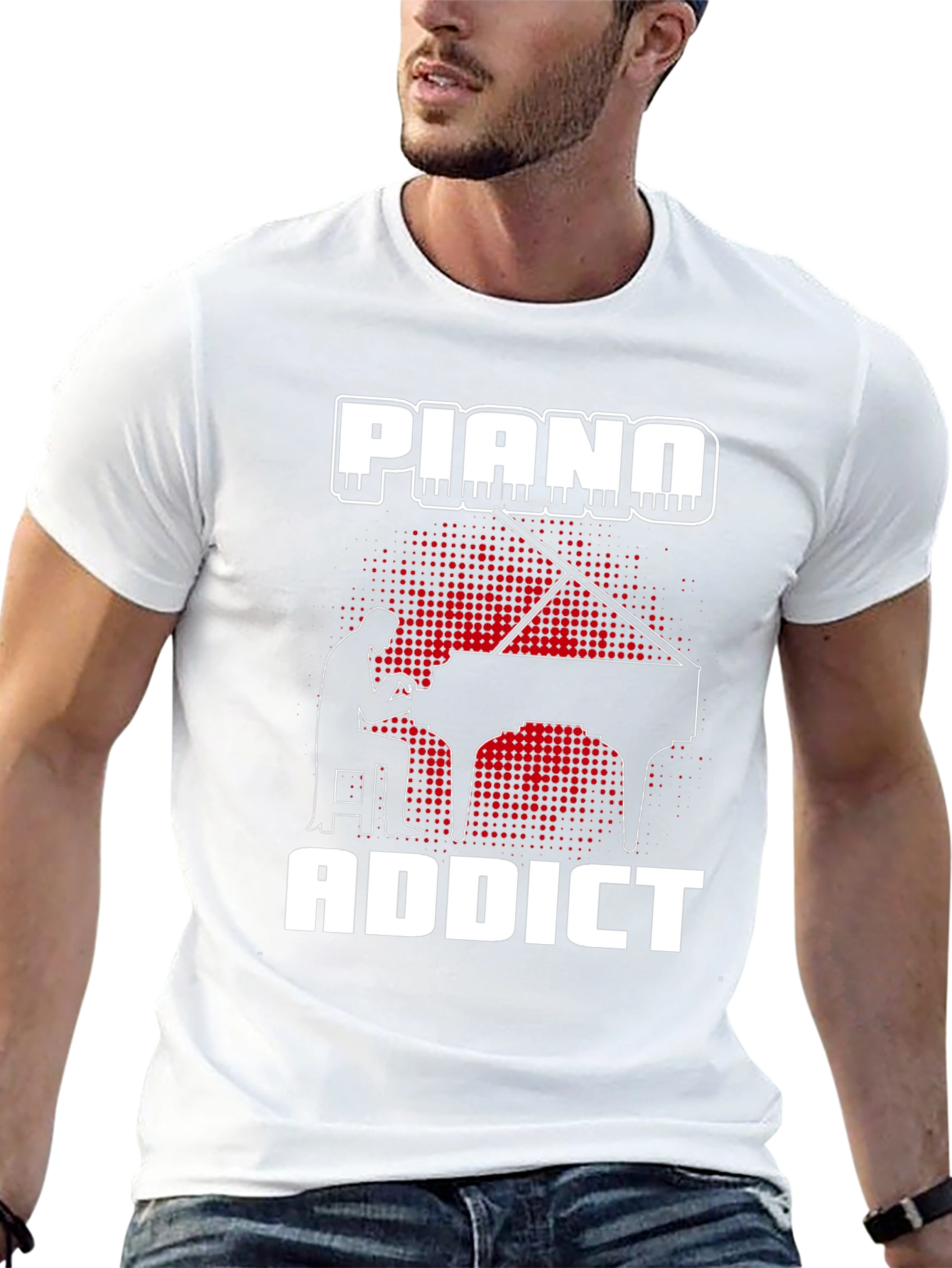 Piano Addict Graphic T-Shirt - Musician Gift