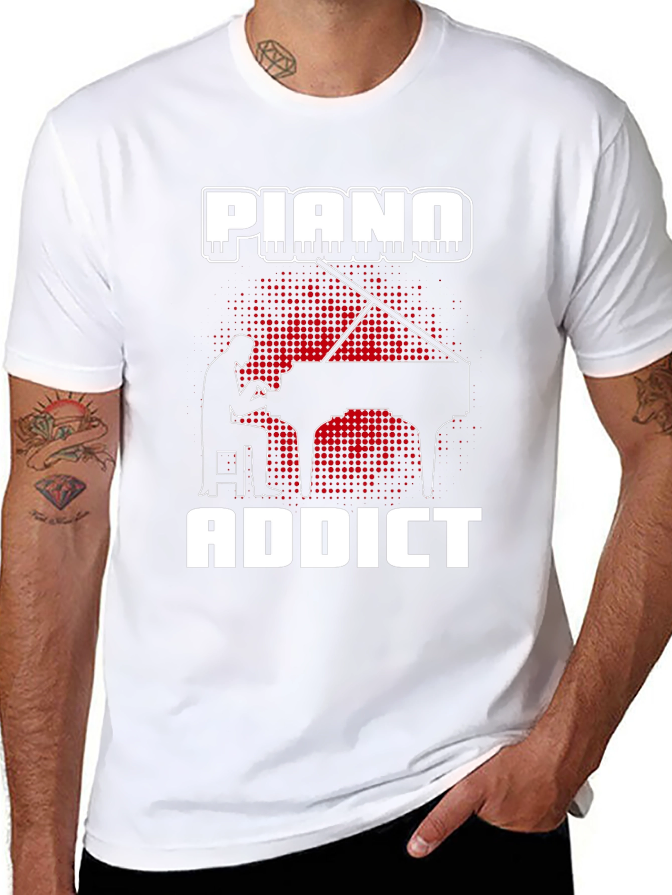 Piano Addict Graphic T-Shirt - Musician Gift