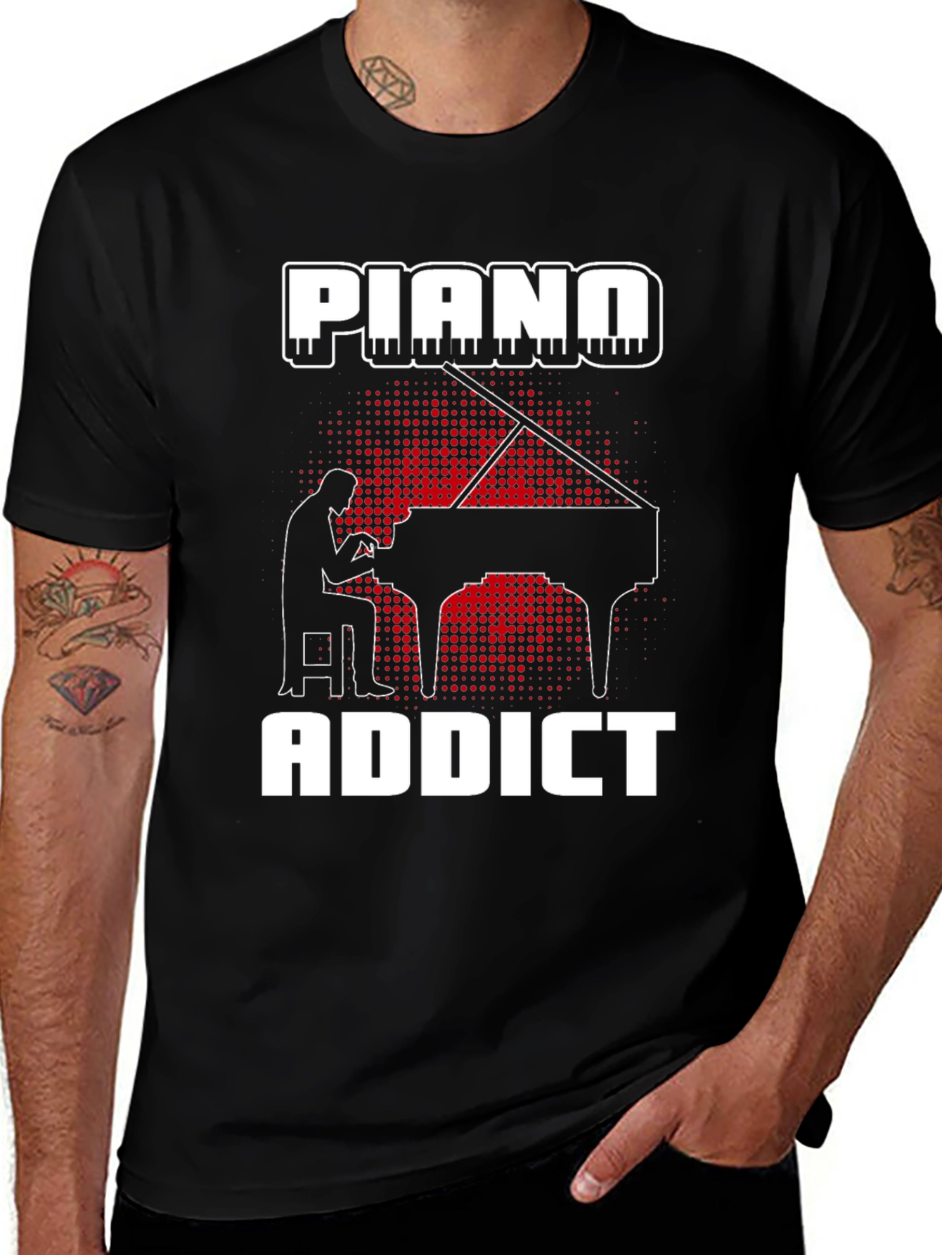 Piano Addict Graphic T-Shirt - Musician Gift