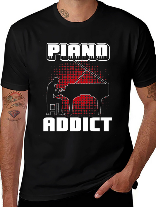 Piano Addict Graphic T-Shirt - Musician Gift