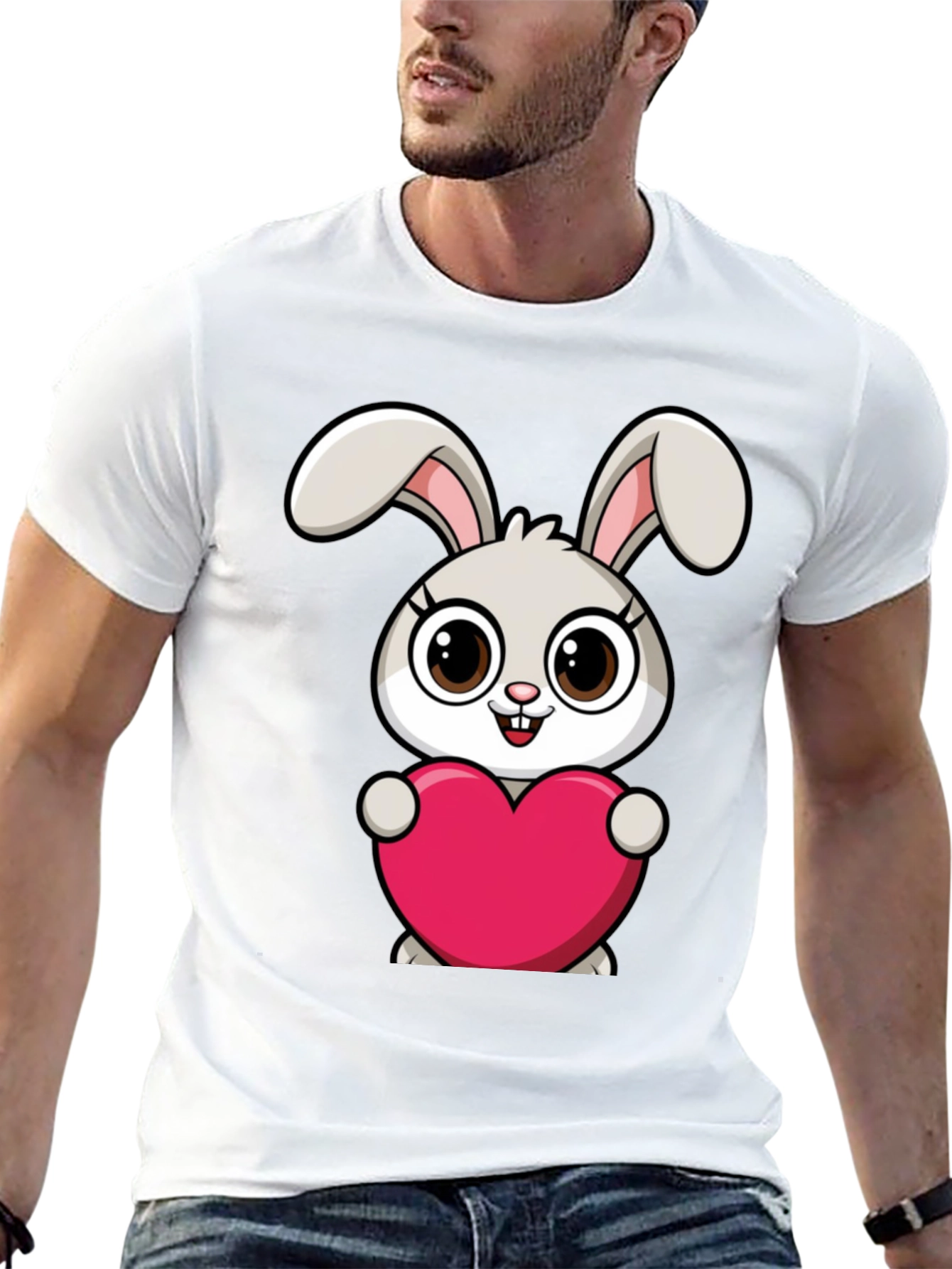 Cute Bunny Heart Graphic T-Shirt