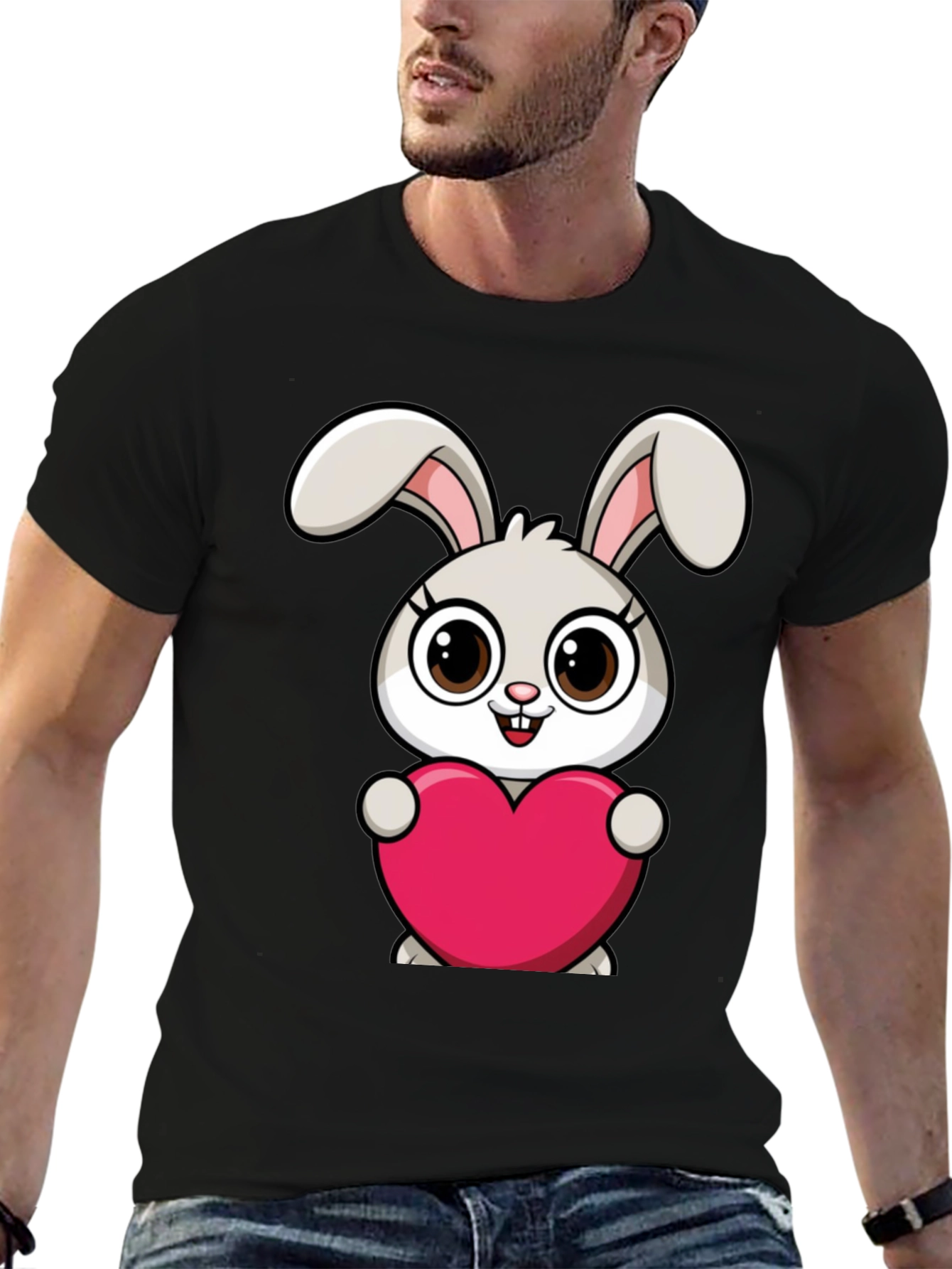 Cute Bunny Heart Graphic T-Shirt