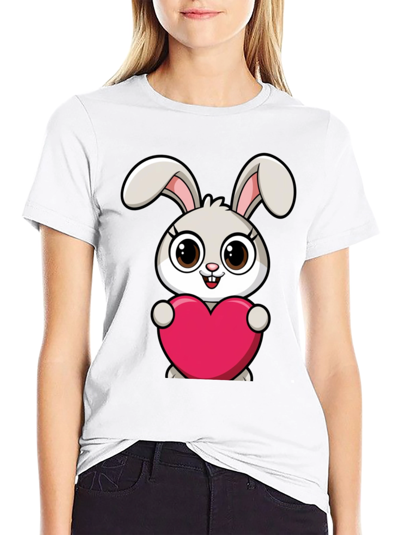 Cute Bunny Heart Graphic T-Shirt