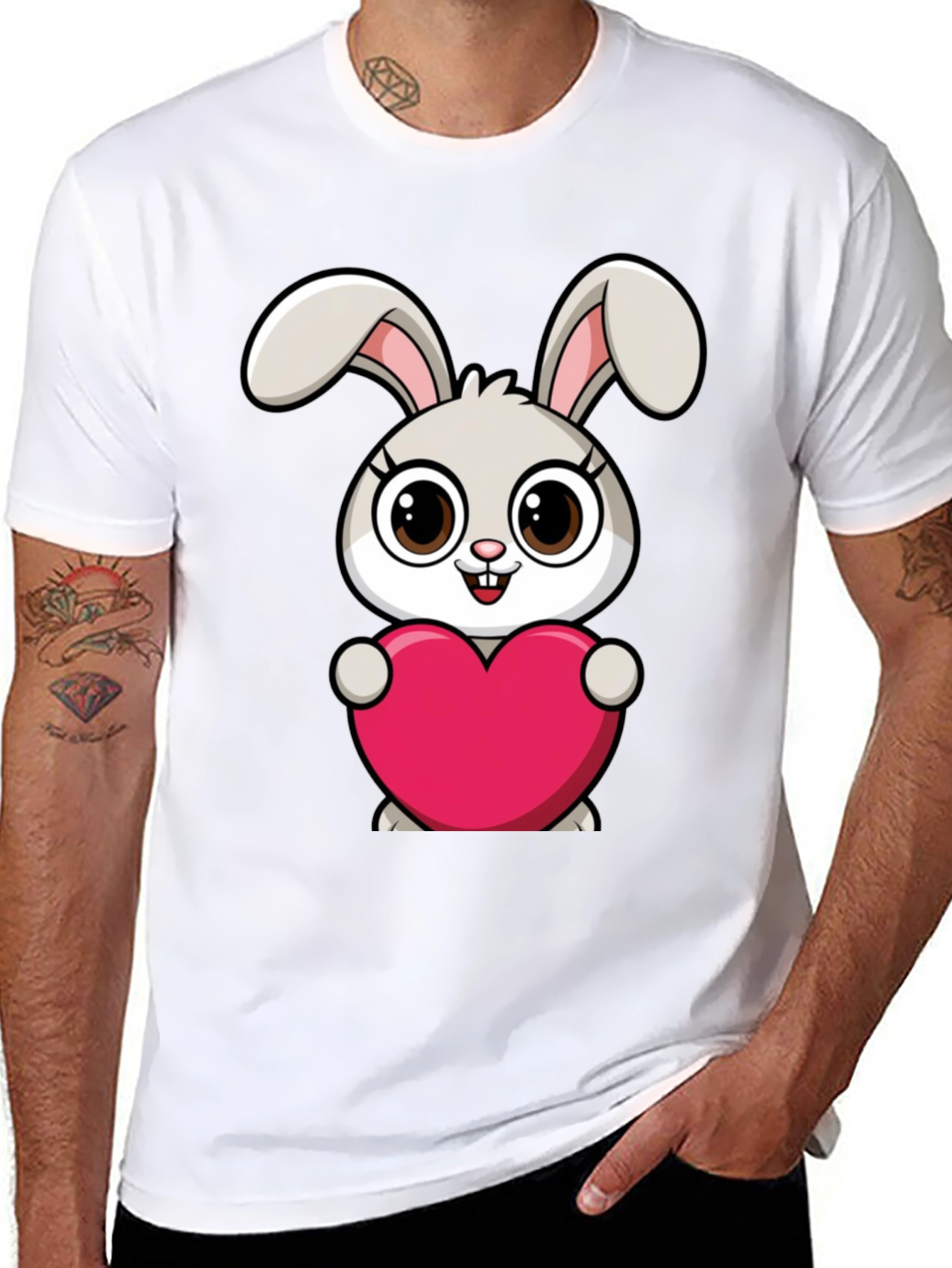 Cute Bunny Heart Graphic T-Shirt