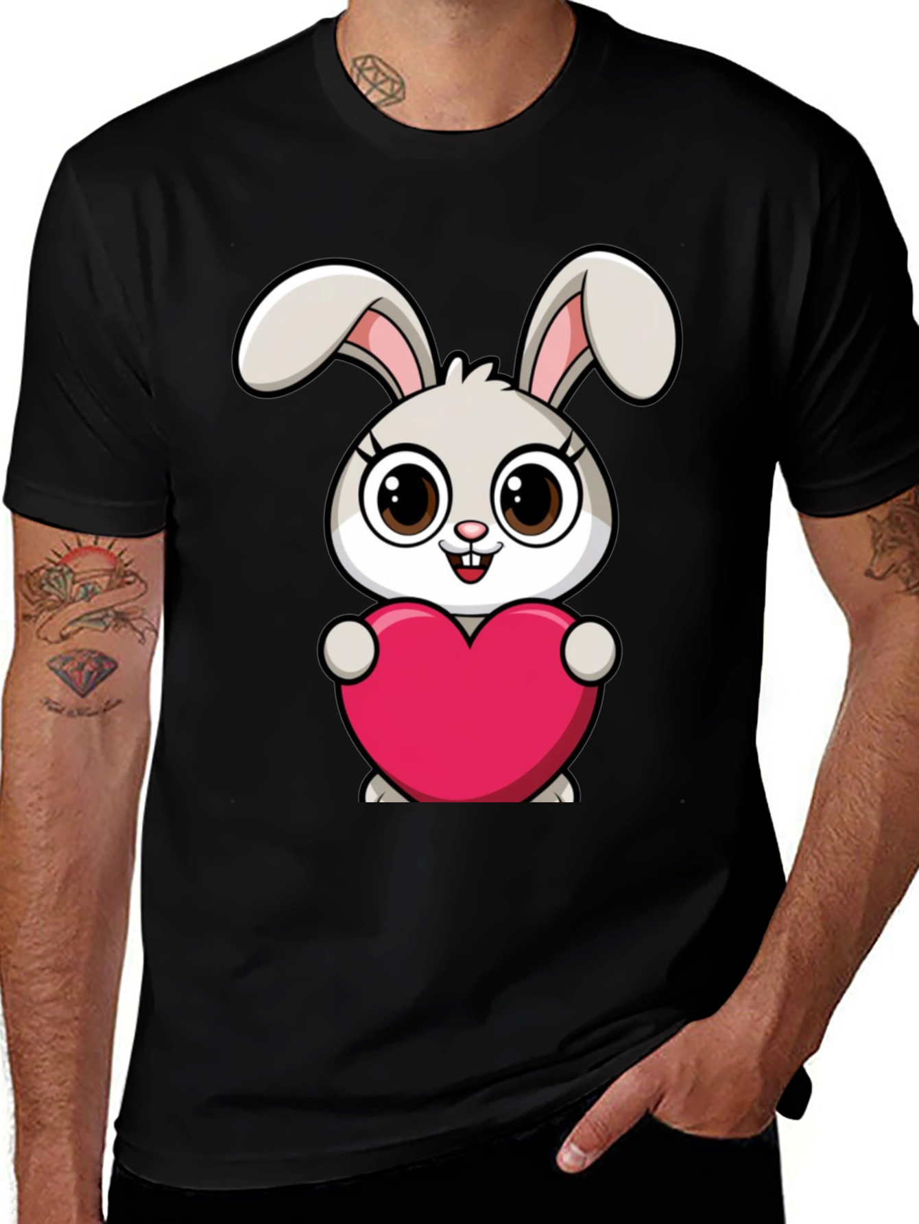 Cute Bunny Heart Graphic T-Shirt