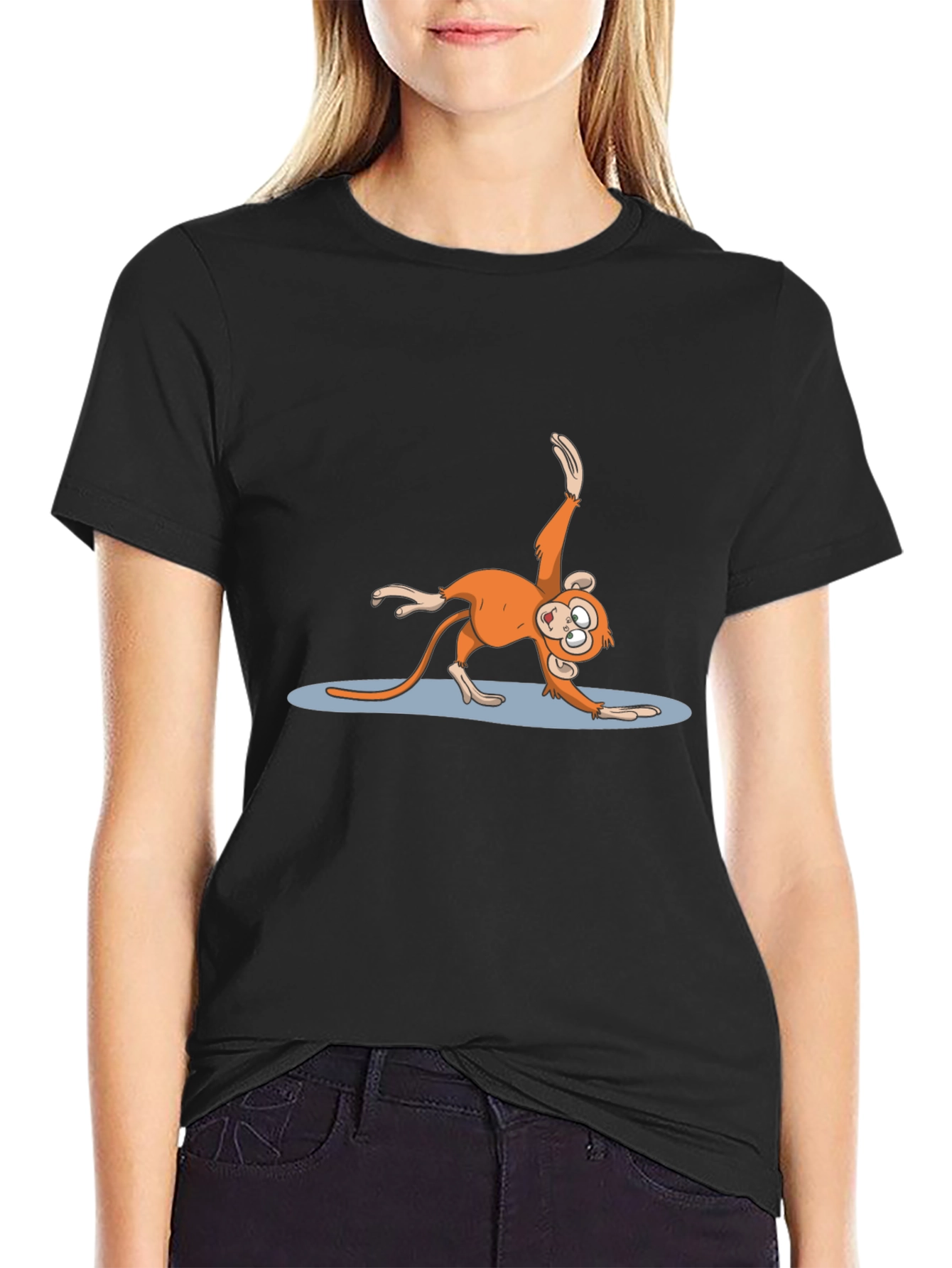 Yoga Monkey Black T-Shirt