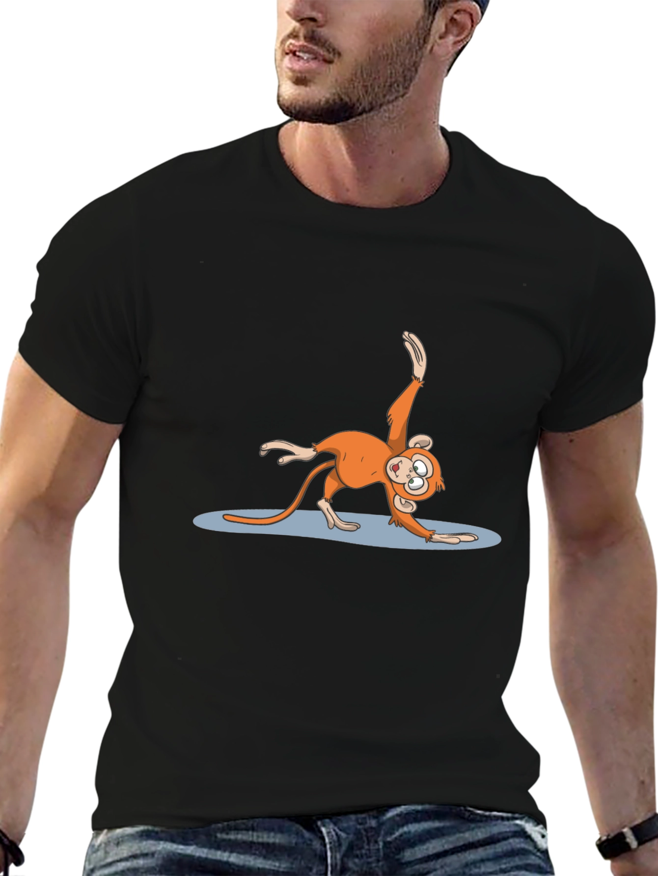 Yoga Monkey Black T-Shirt