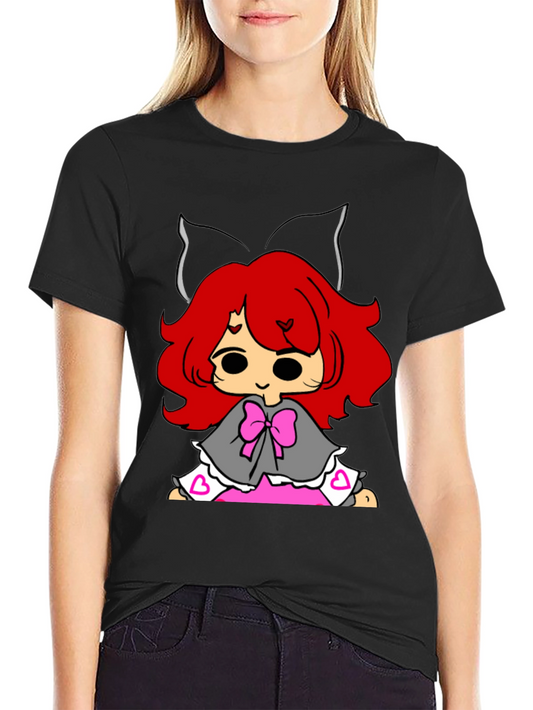 Cute Anime Girl Black T-Shirt