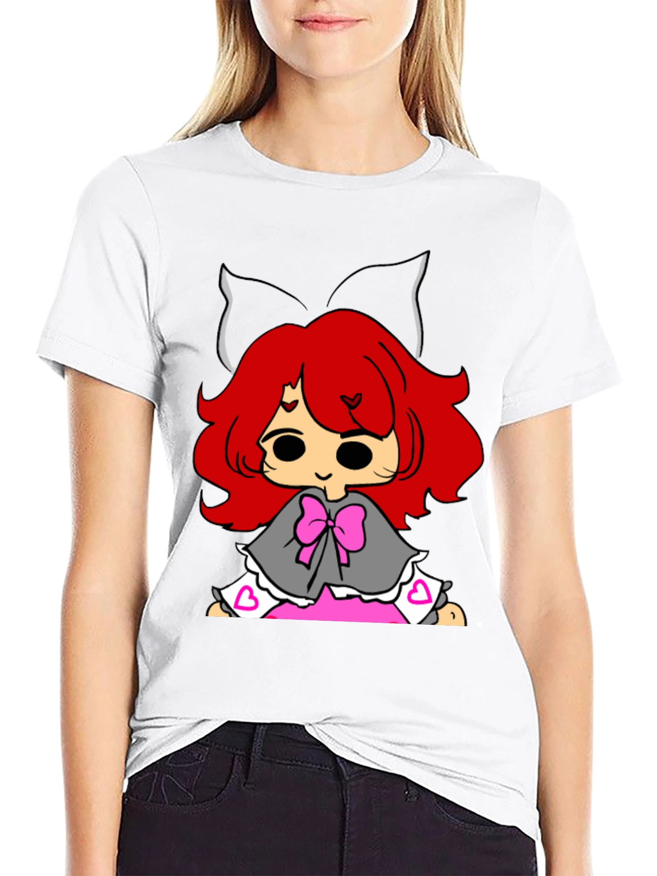 Cute Anime Girl Black T-Shirt
