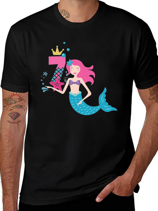 Mermaid Birthday Girl Shirt - Number 7 Tee