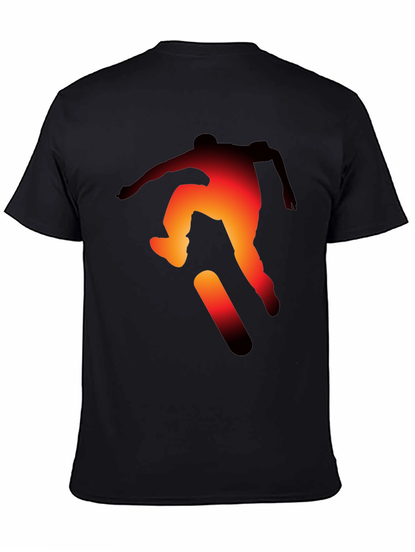 Skateboarder Silhouette Graphic Tee - Black Cotton