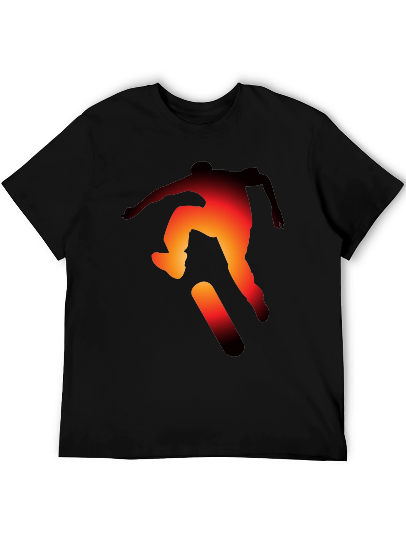 Skateboarder Silhouette Graphic Tee - Black Cotton