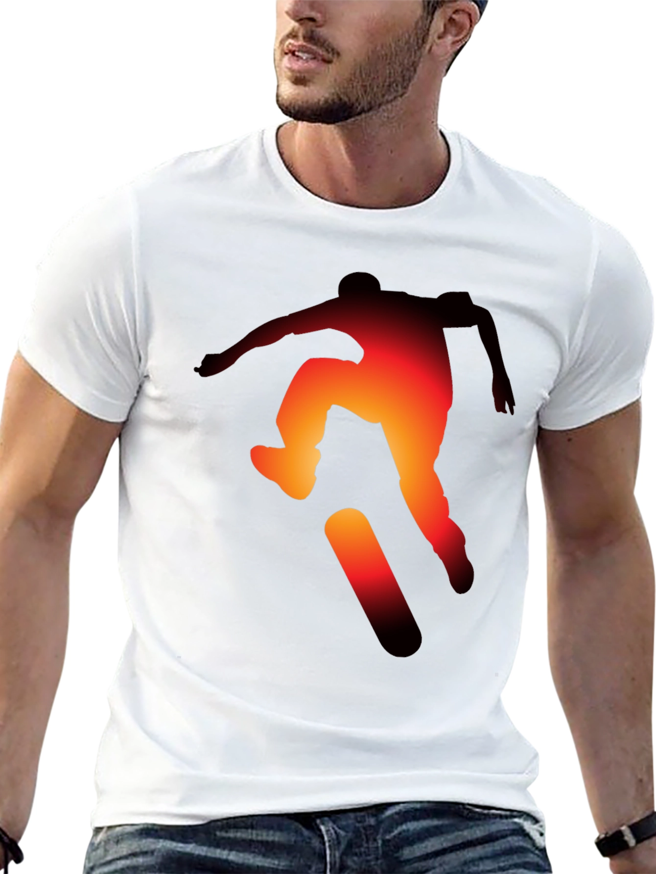 Skateboarder Silhouette Graphic Tee - Black Cotton