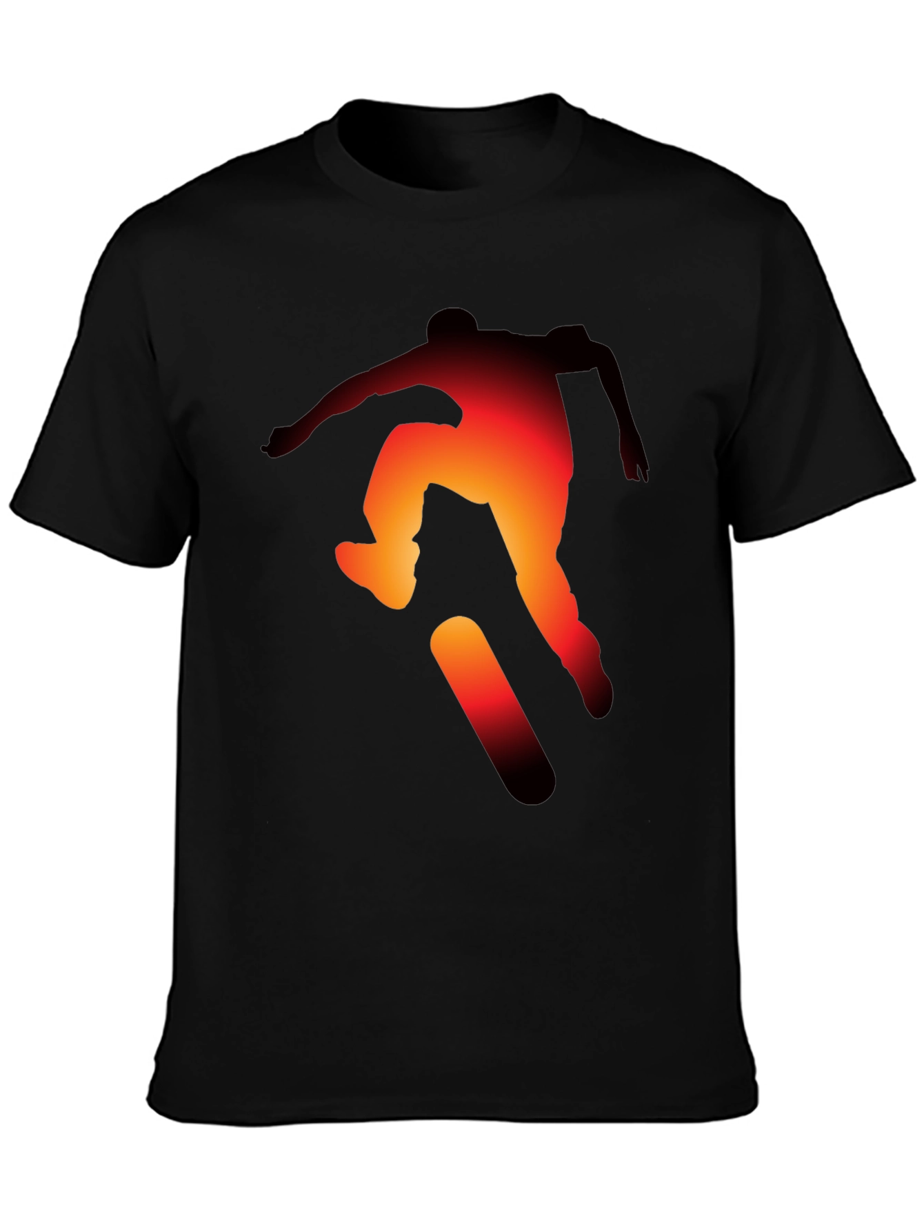 Skateboarder Silhouette Graphic Tee - Black Cotton
