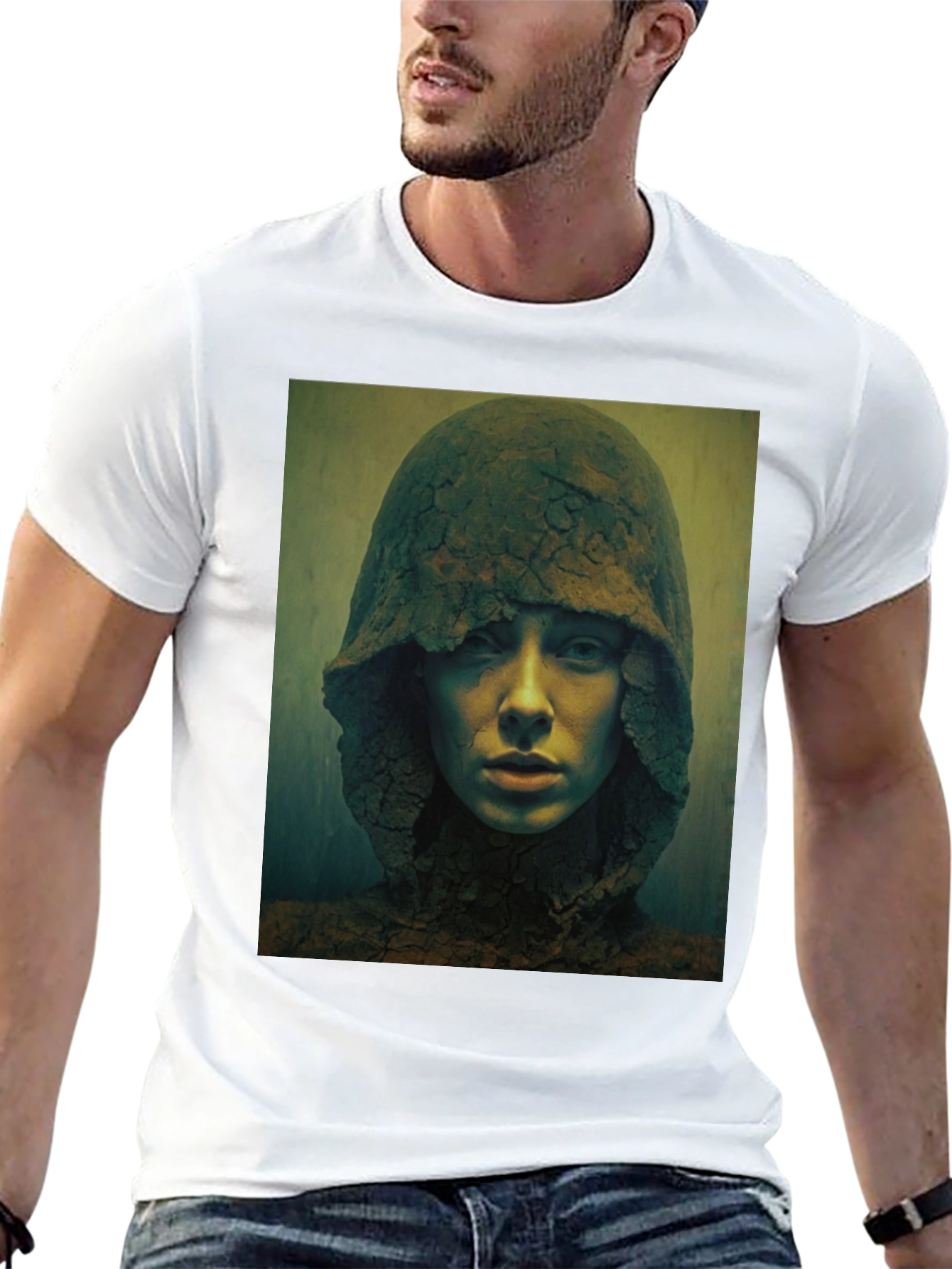 Hooded Figure Graphic Print Black T-Shirt