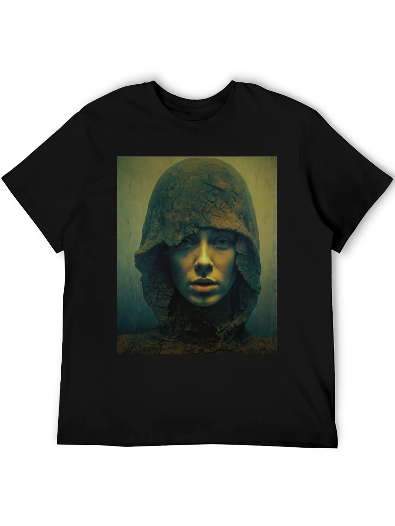 Hooded Figure Graphic Print Black T-Shirt