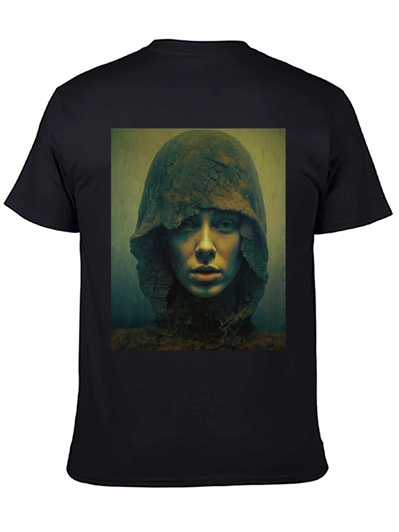 Hooded Figure Graphic Print Black T-Shirt