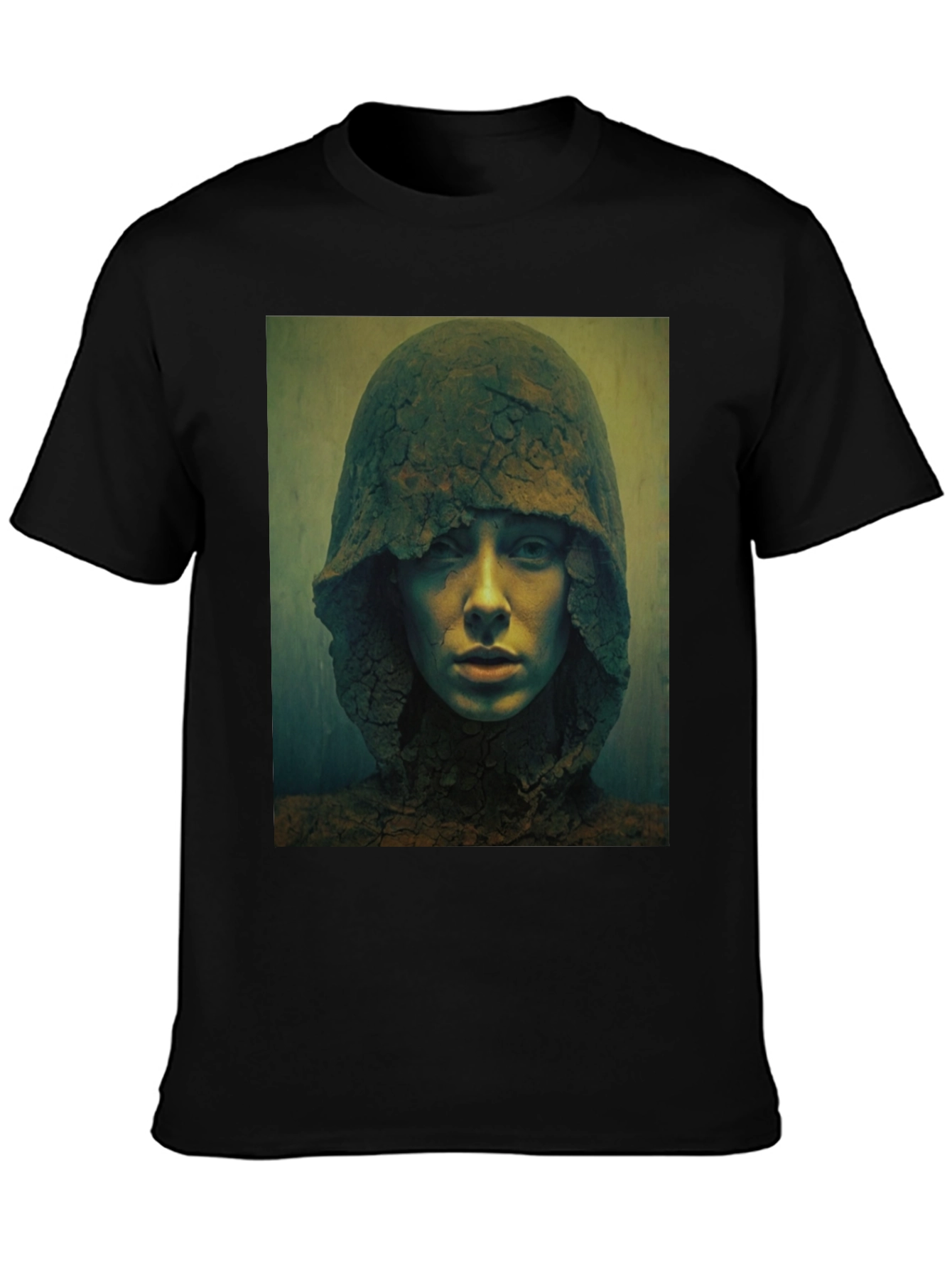 Hooded Figure Graphic Print Black T-Shirt