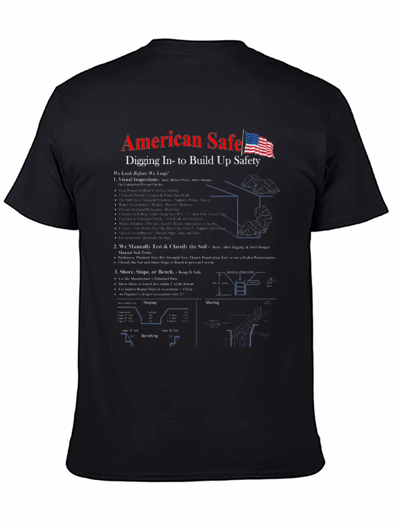 American Safe Digging Safety Rules Black T-Shirt