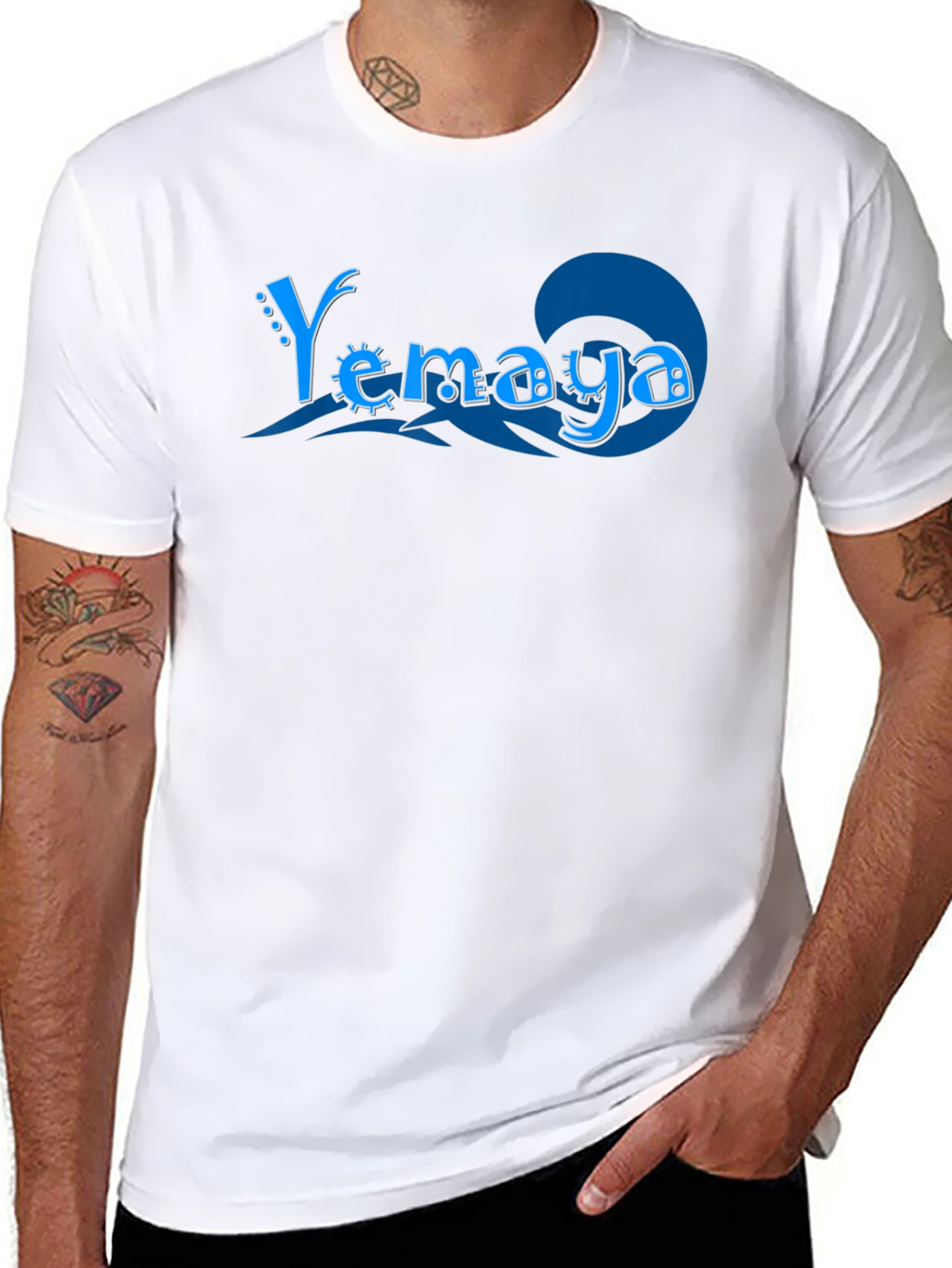 Yemaya T-Shirt - Blue Text