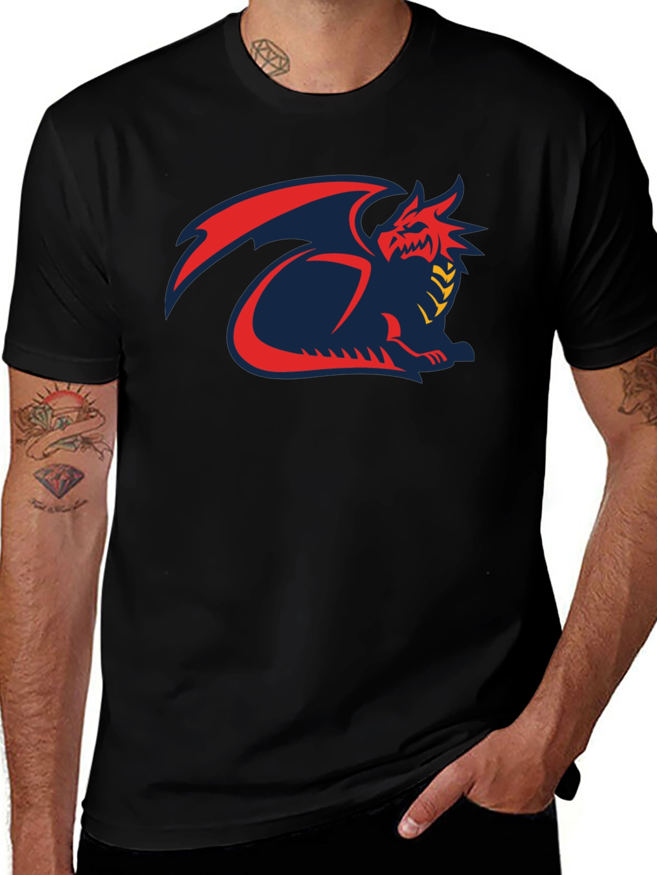 Dragon Graphic T-Shirt - Mens Black Tee
