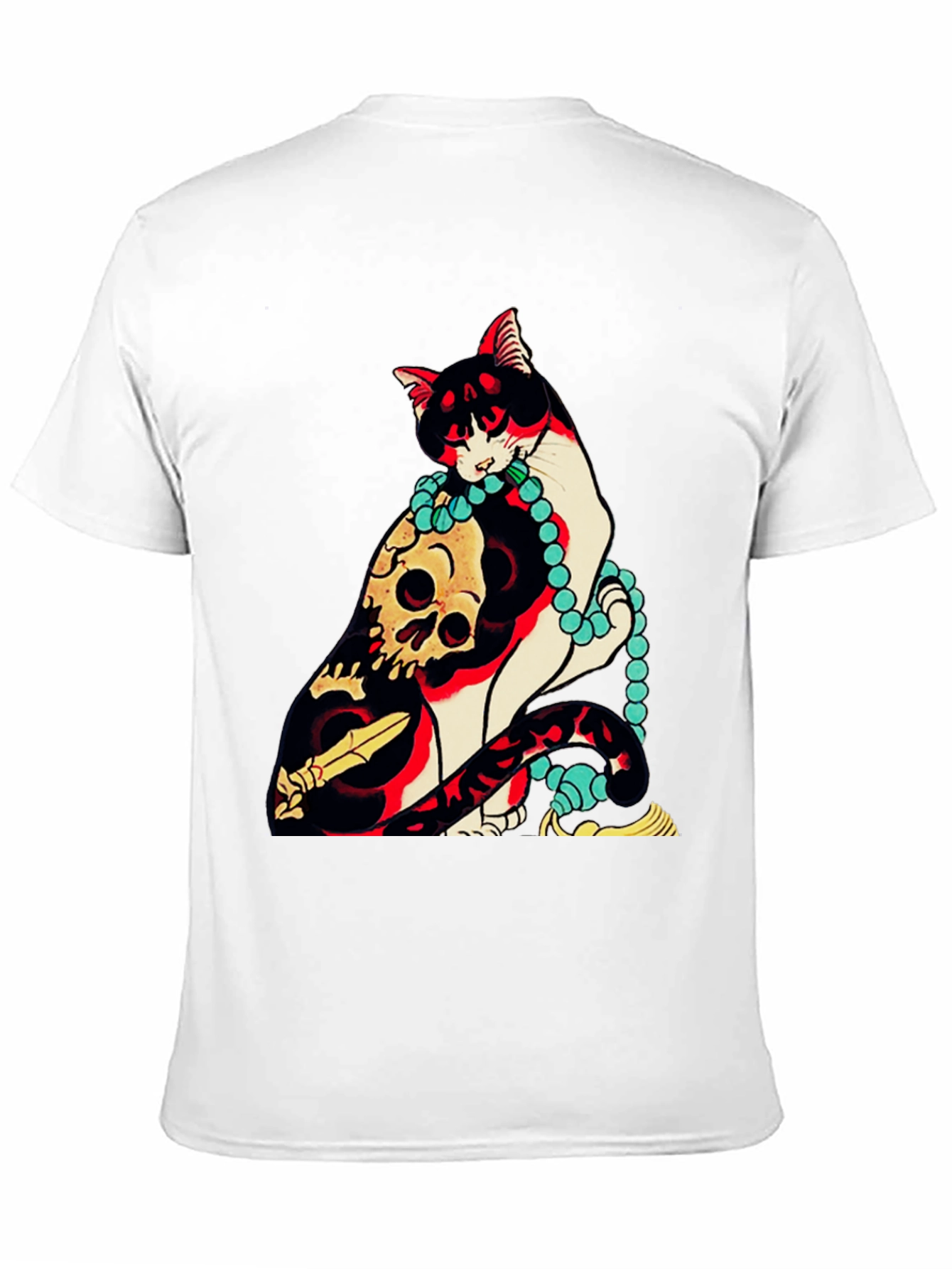Cat & Skull Graphic Tee - Unique Design T-Shirt