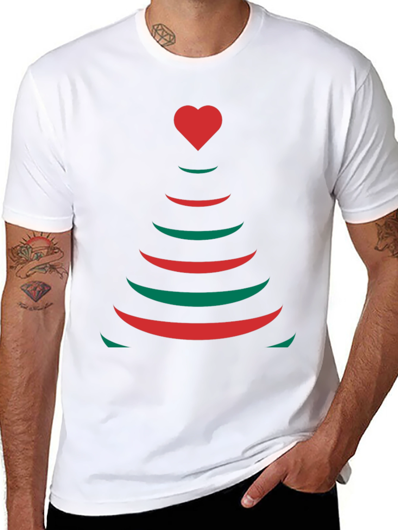 Festive Heart Tree Graphic Tee - Holiday Cheer