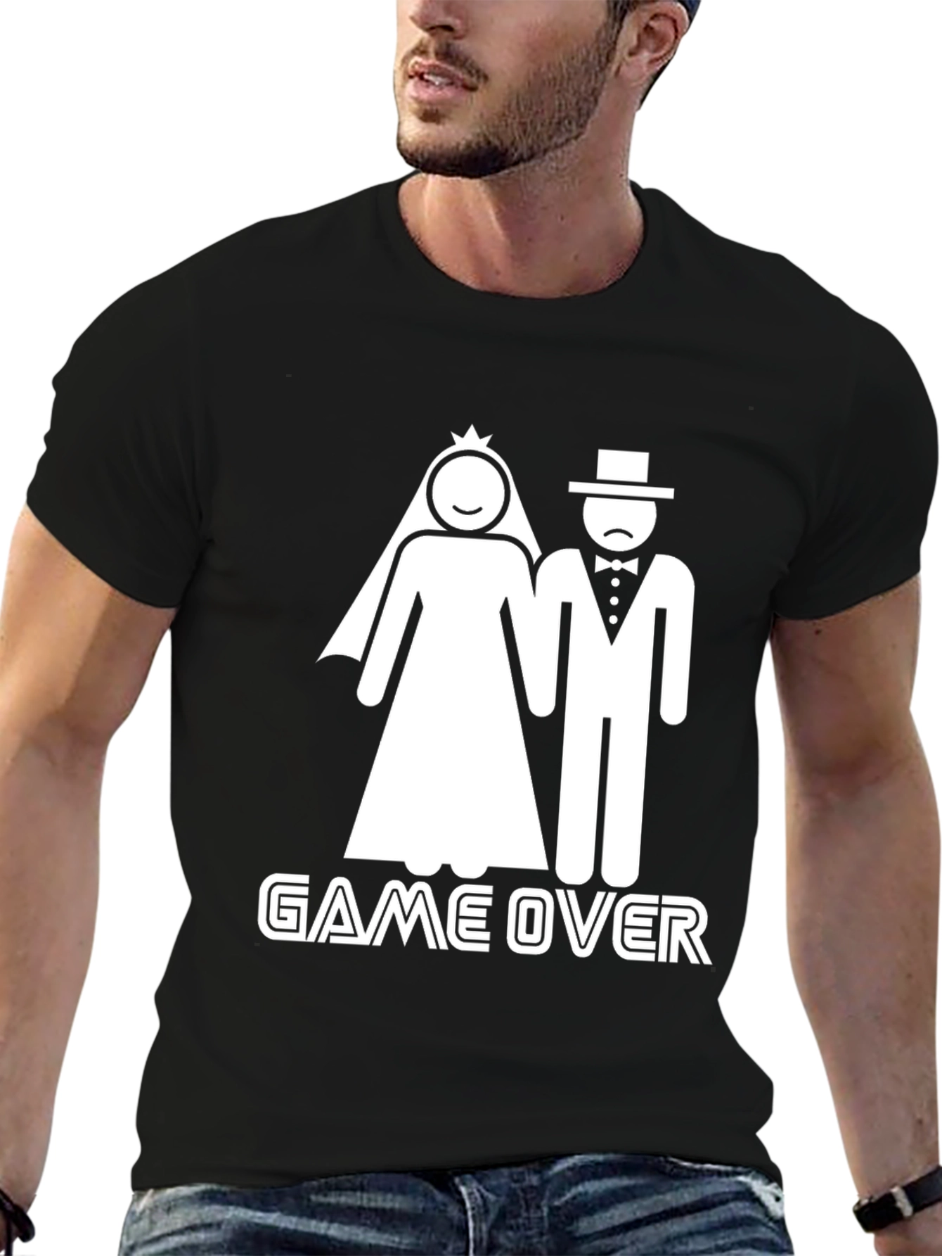 Game Over Wedding Humor Graphic Tee - Black