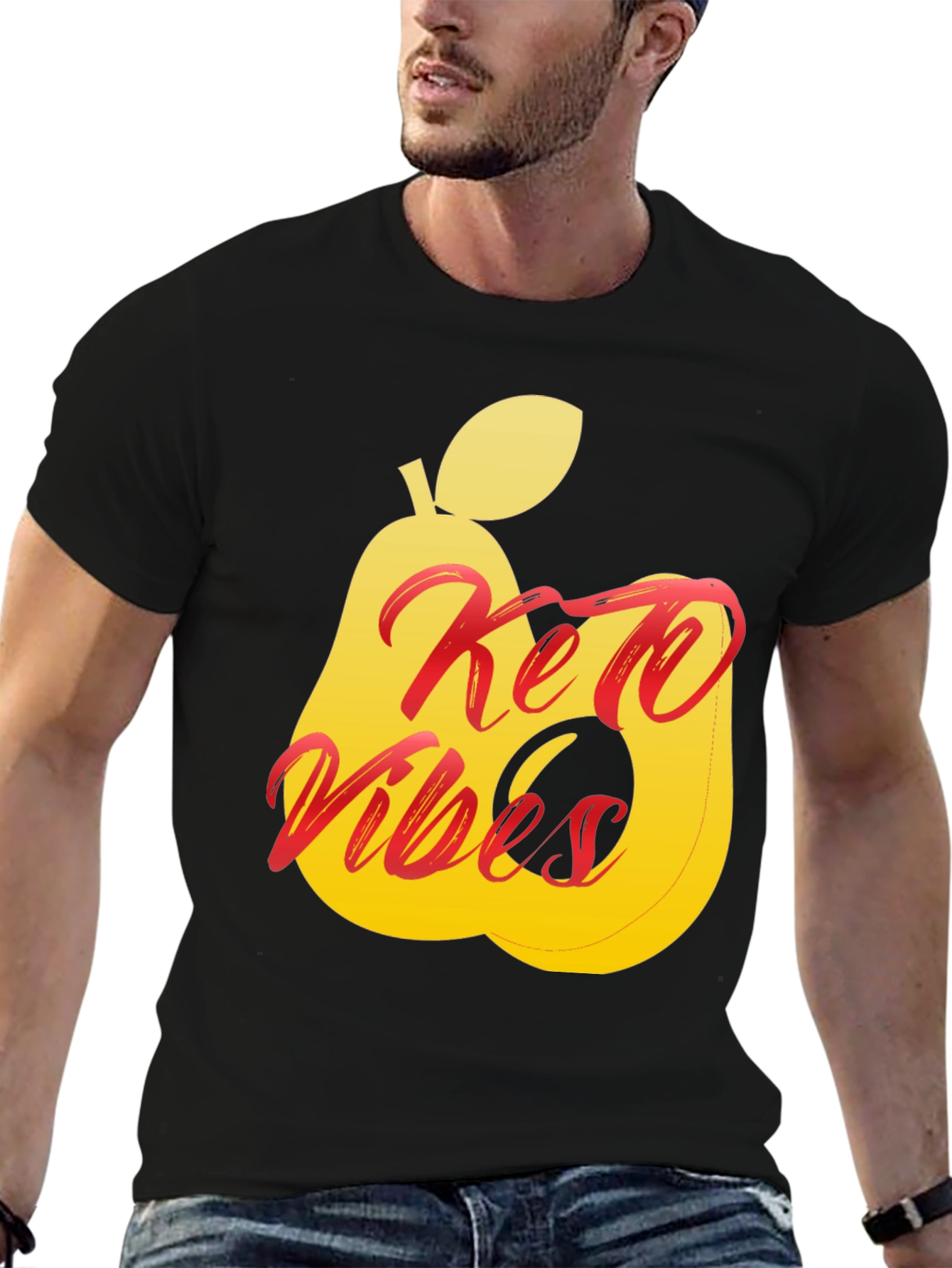 Keto Vibes Black T-Shirt Pear Graphic Tee
