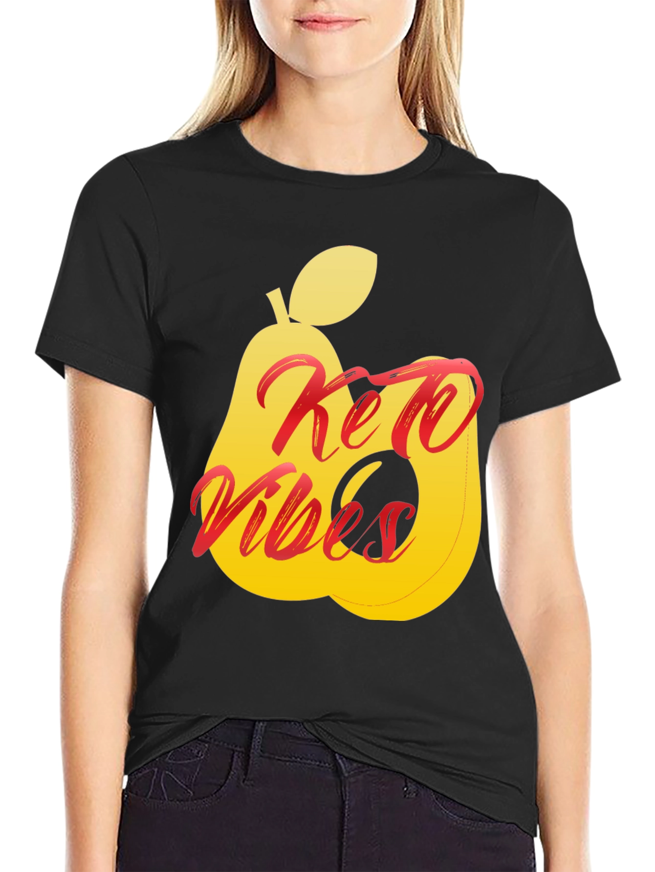 Keto Vibes Black T-Shirt Pear Graphic Tee